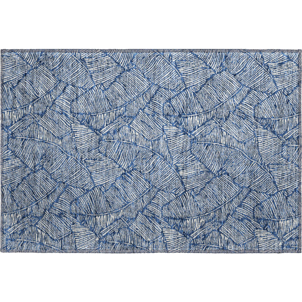 Dubrovnik Machine Washable Transitional Navy Blue Rug 1'8" x 2'6"