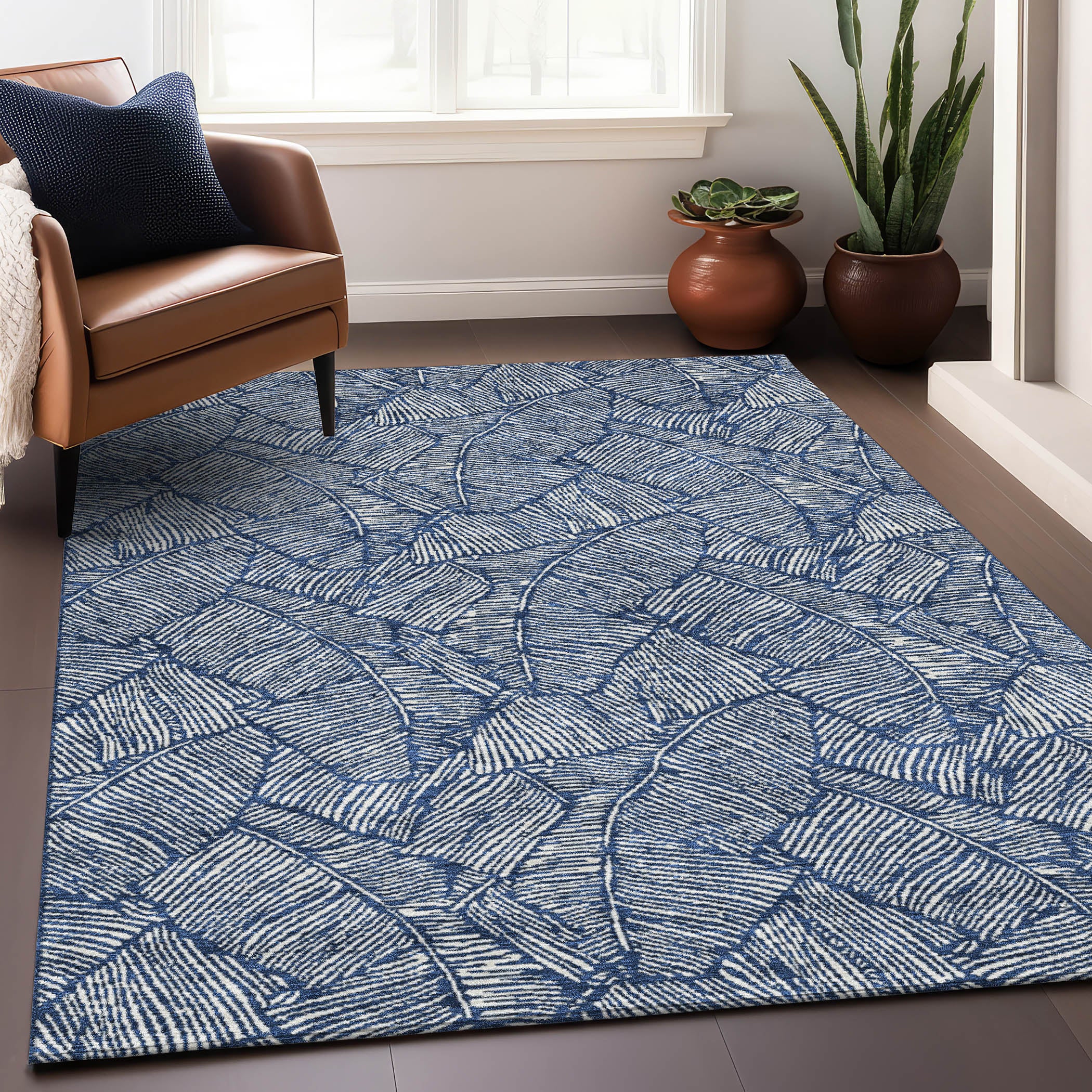 Dubrovnik Machine Washable Transitional Navy Blue Rug 2'6" x 3'10" #shape_Rectangle