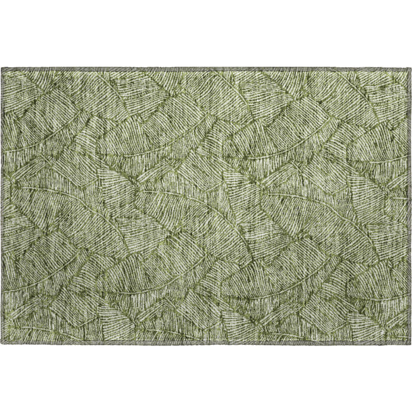 Dubrovnik Machine Washable Transitional Olive Green Rug 1'8" x 2'6"