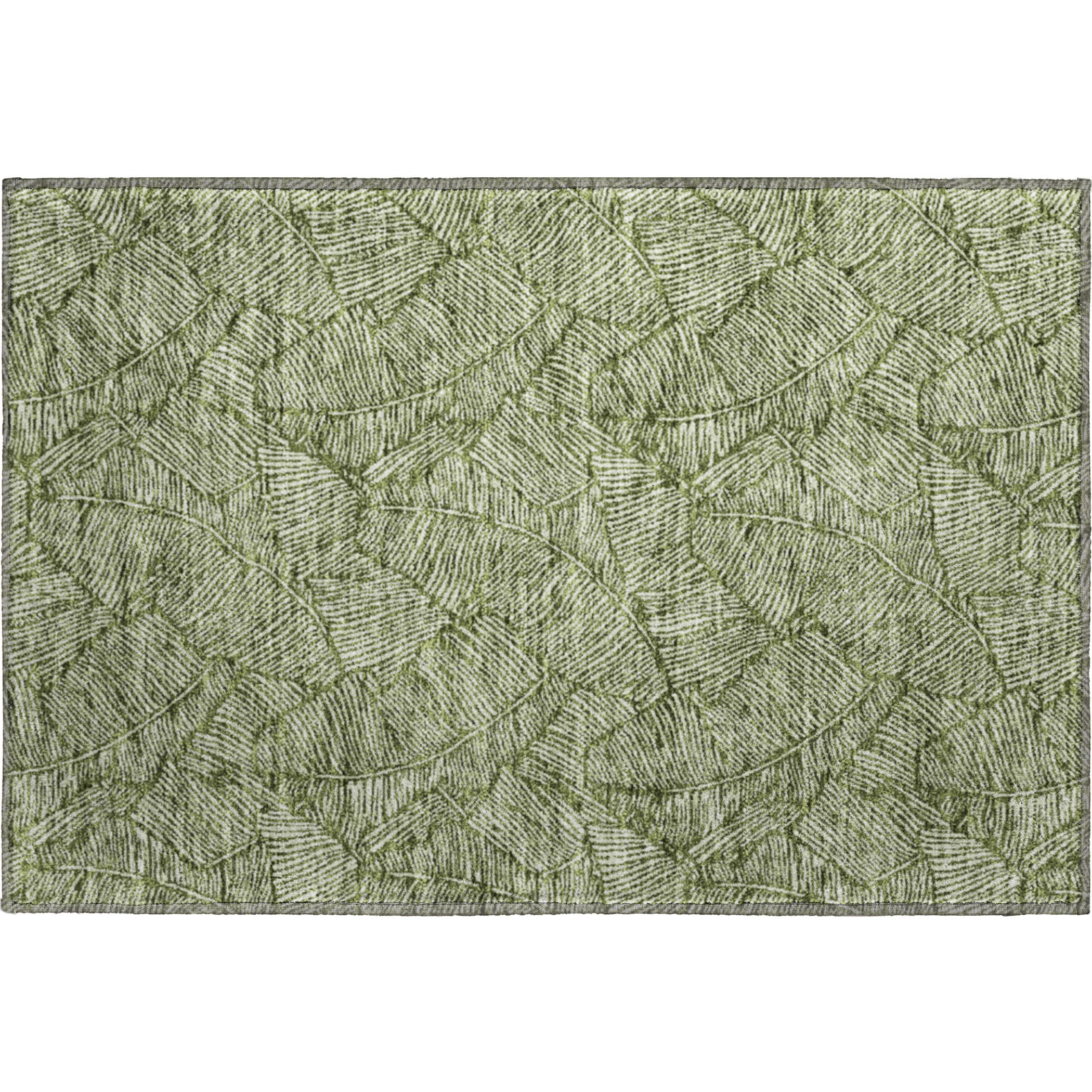 Dubrovnik Machine Washable Transitional Olive Green Rug 1'8" x 2'6" #shape_Rectangle