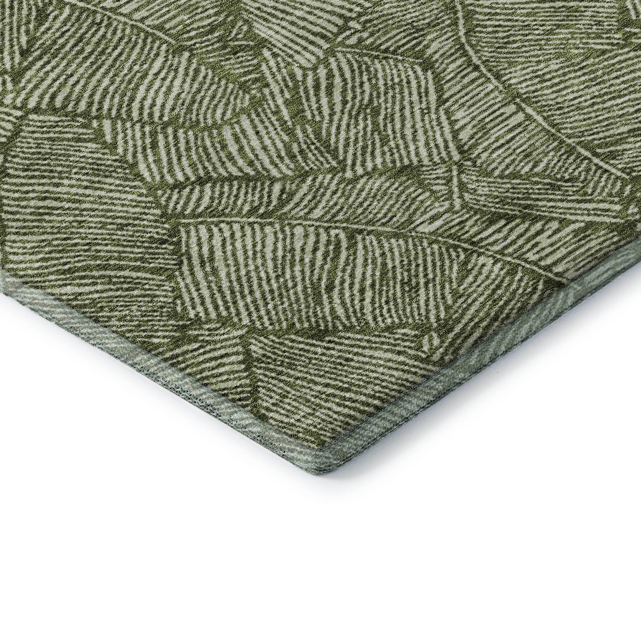 Dubrovnik Machine Washable Transitional Olive Green Rug 1'8" x 2'6" #shape_Rectangle