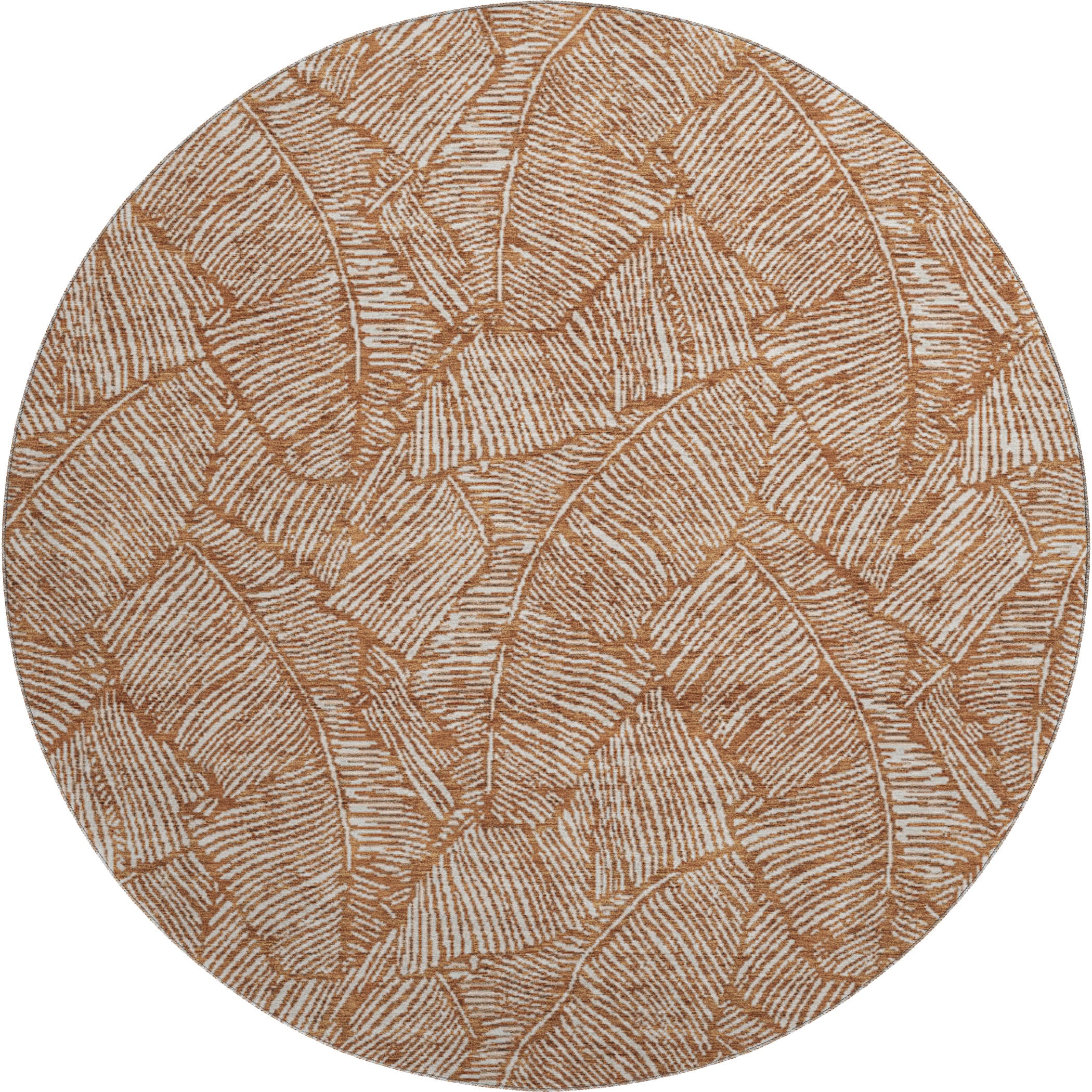 Dubrovnik Machine Washable Transitional Paprika Orange Rug 8' x 8' #shape_Round