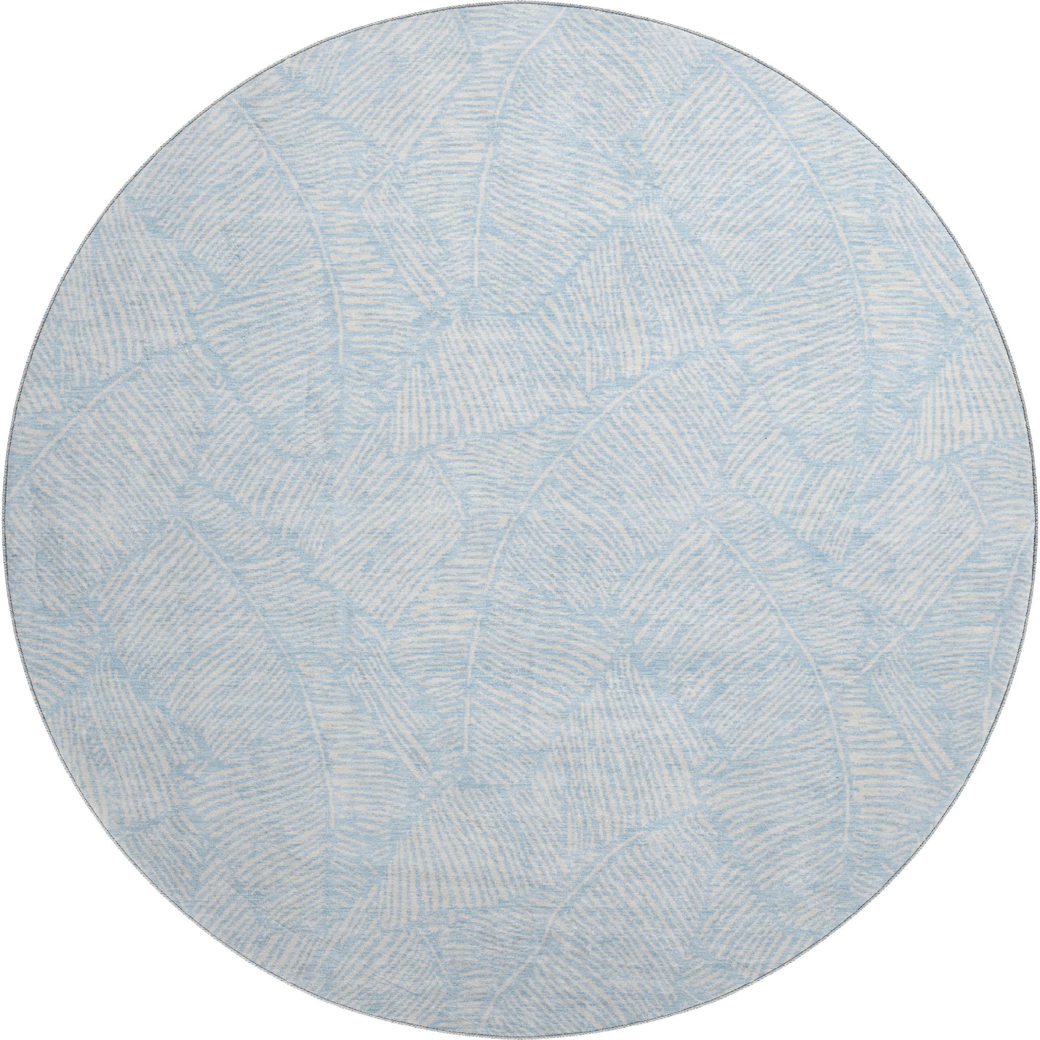 Dubrovnik Machine Washable Transitional Sky Blue Rug 8' x 8' #shape_Round