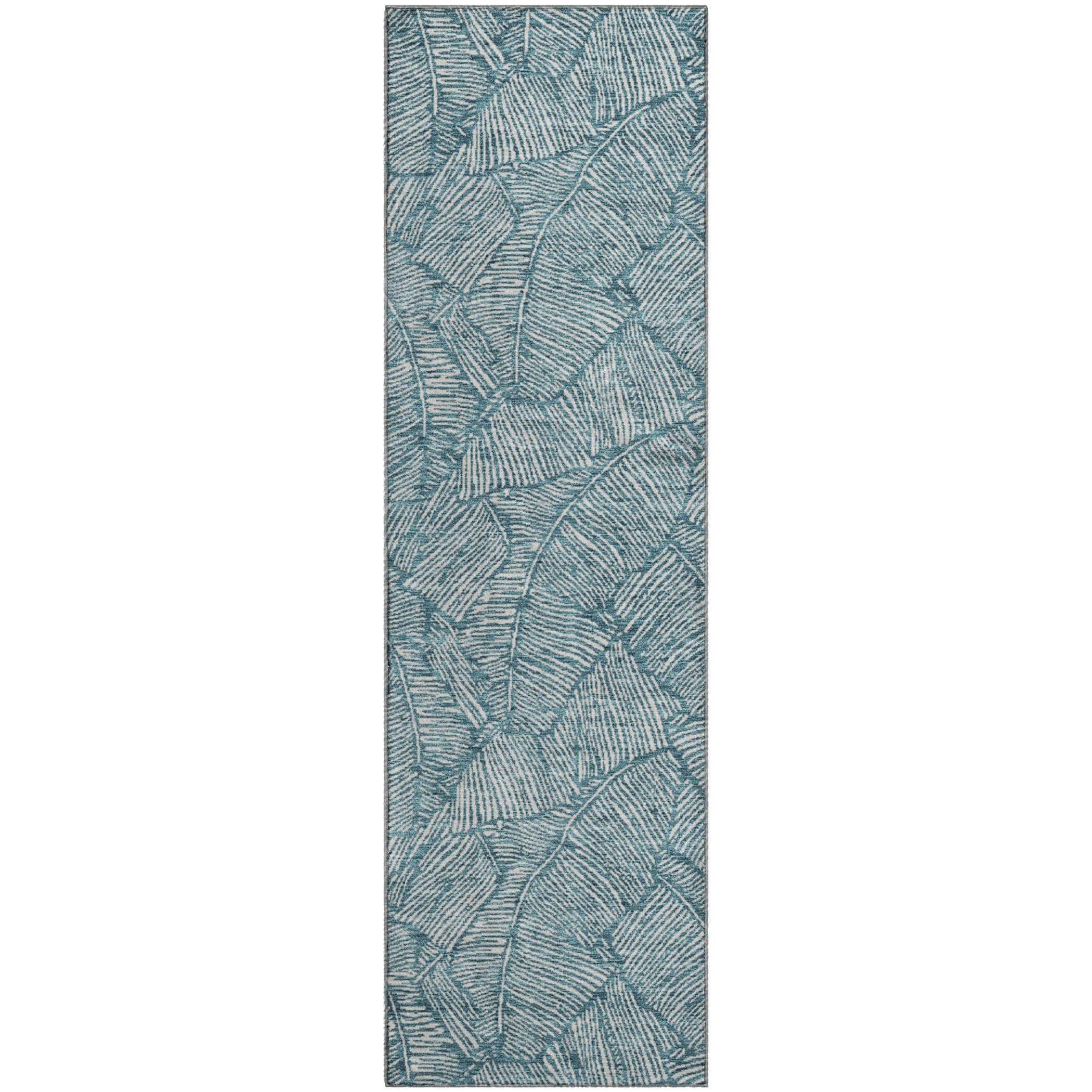 Dubrovnik Machine Washable Transitional Teal Rug 2'3" x 7'6" #shape_Runner