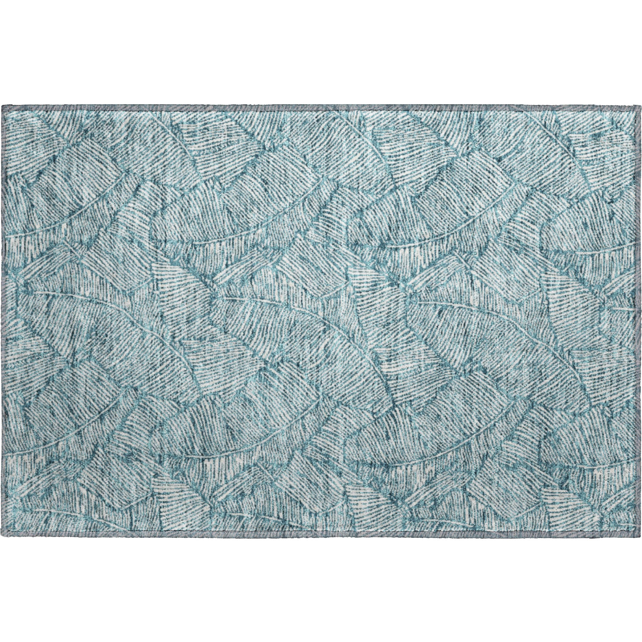 Dubrovnik Machine Washable Transitional Teal Rug 1'8" x 2'6" #shape_Rectangle