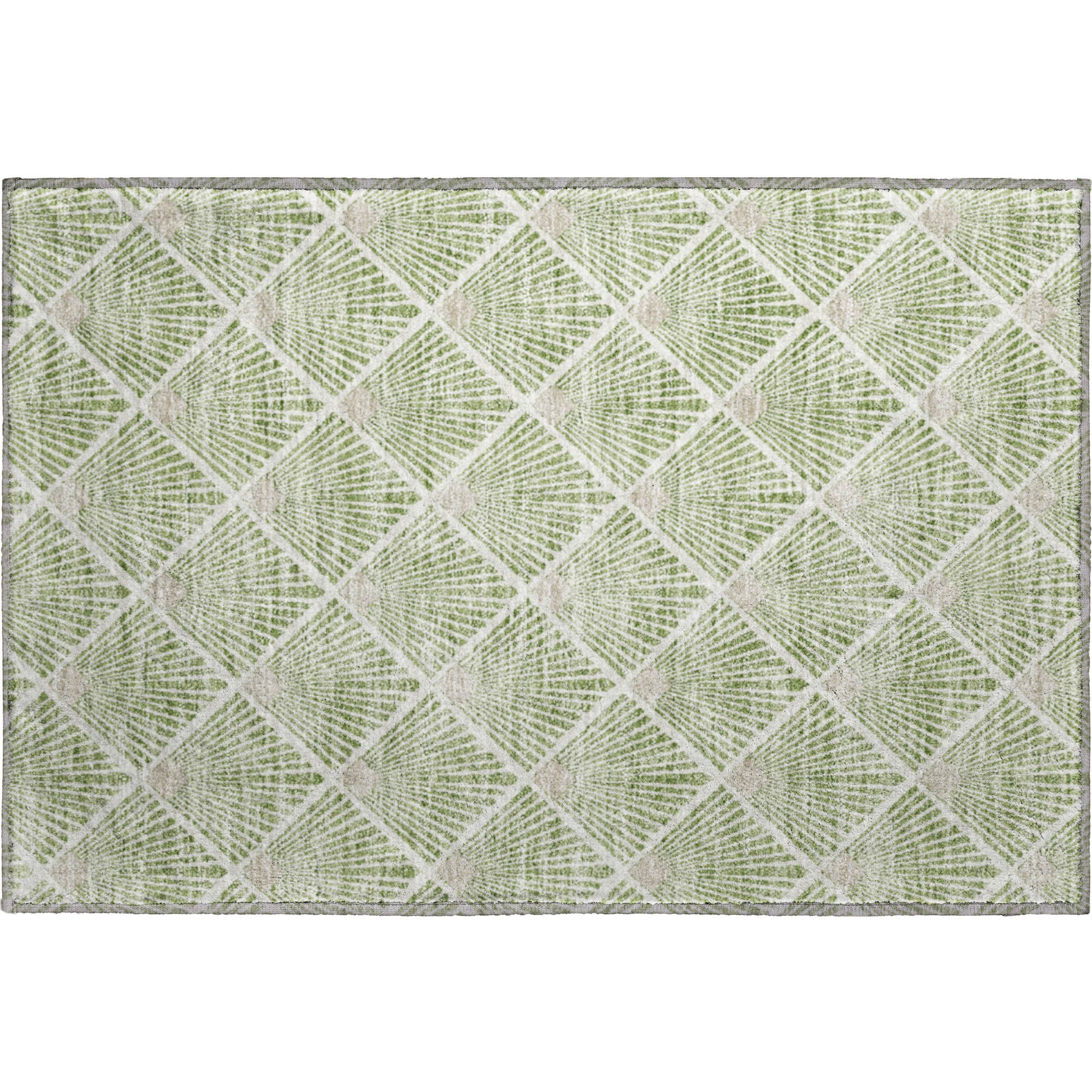 Kotor Machine Washable Transitional Green Rug 1'8" x 2'6" #shape_Rectangle