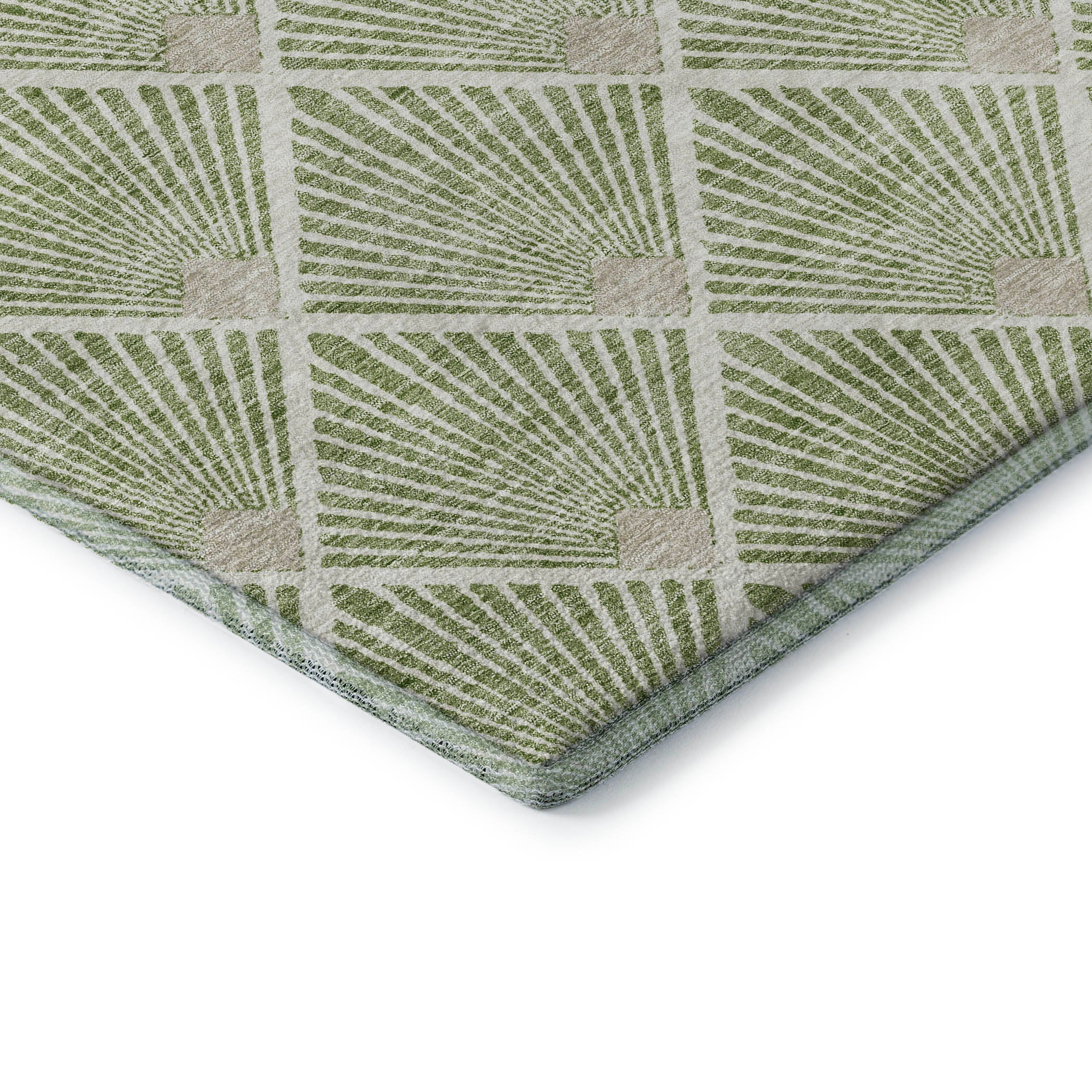 Kotor Machine Washable Transitional Green Rug 1'8" x 2'6" #shape_Rectangle