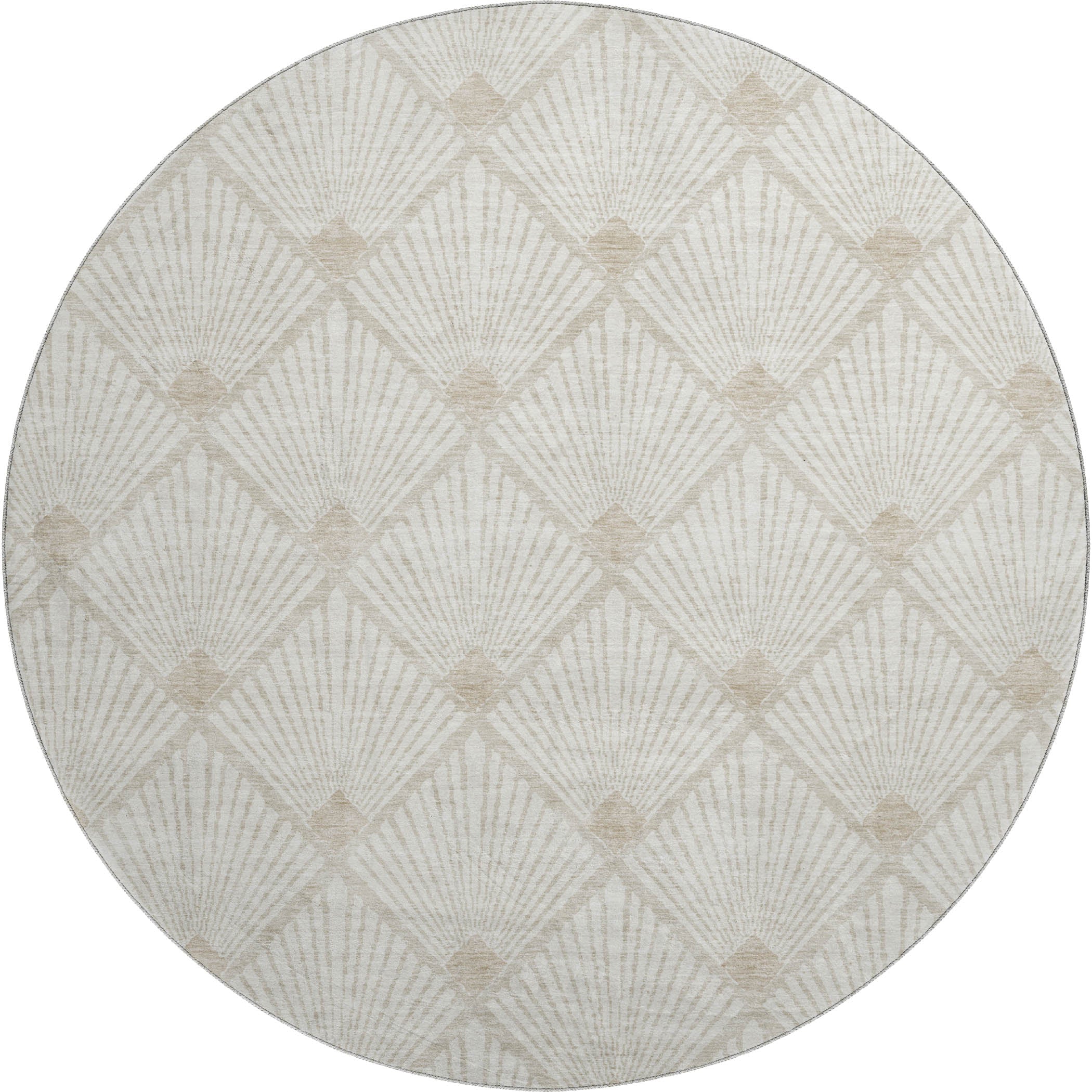 Kotor Machine Washable Transitional Ivory Rug 8' x 8' #shape_Round