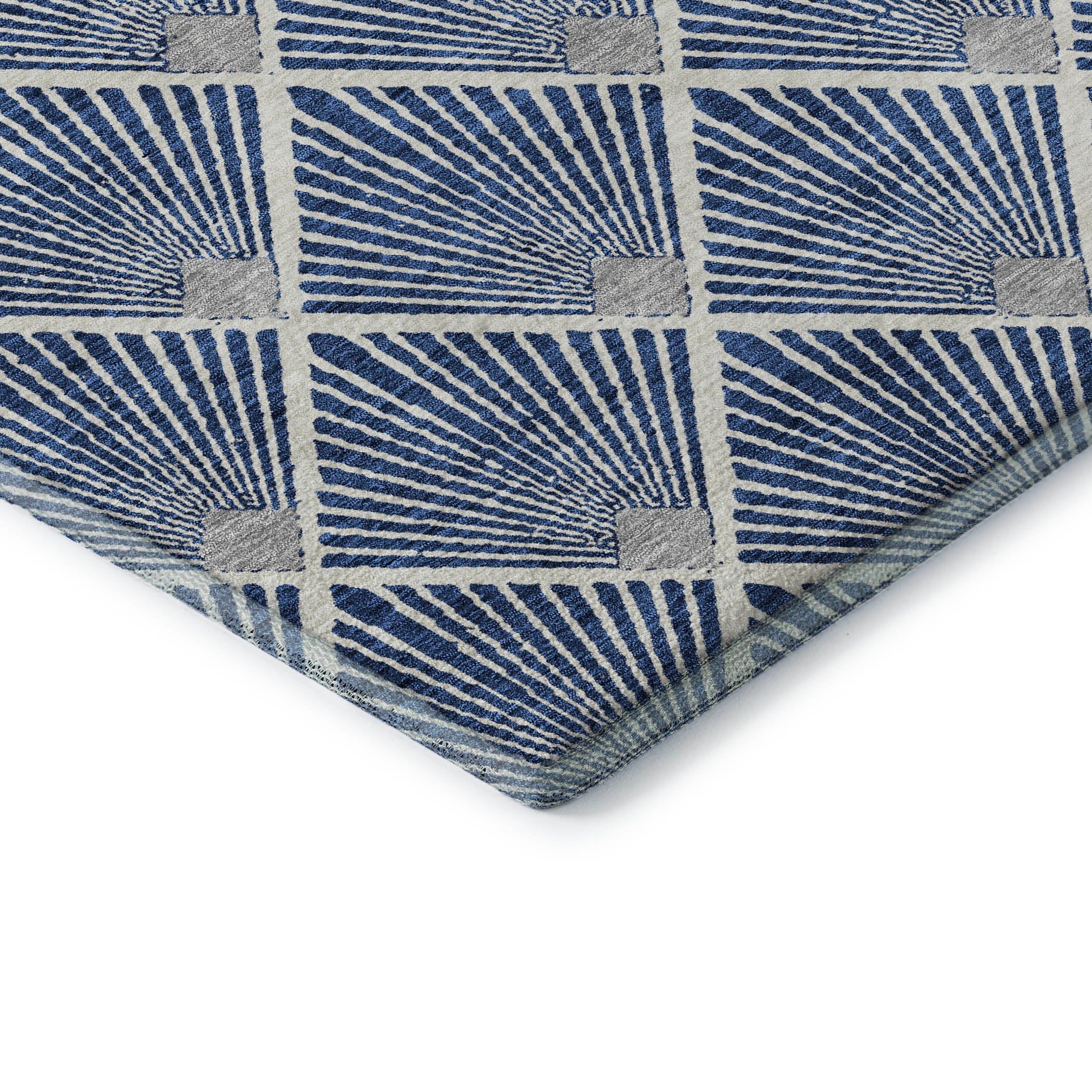 Kotor Machine Washable Transitional Navy Blue Rug 1'8" x 2'6" #shape_Rectangle