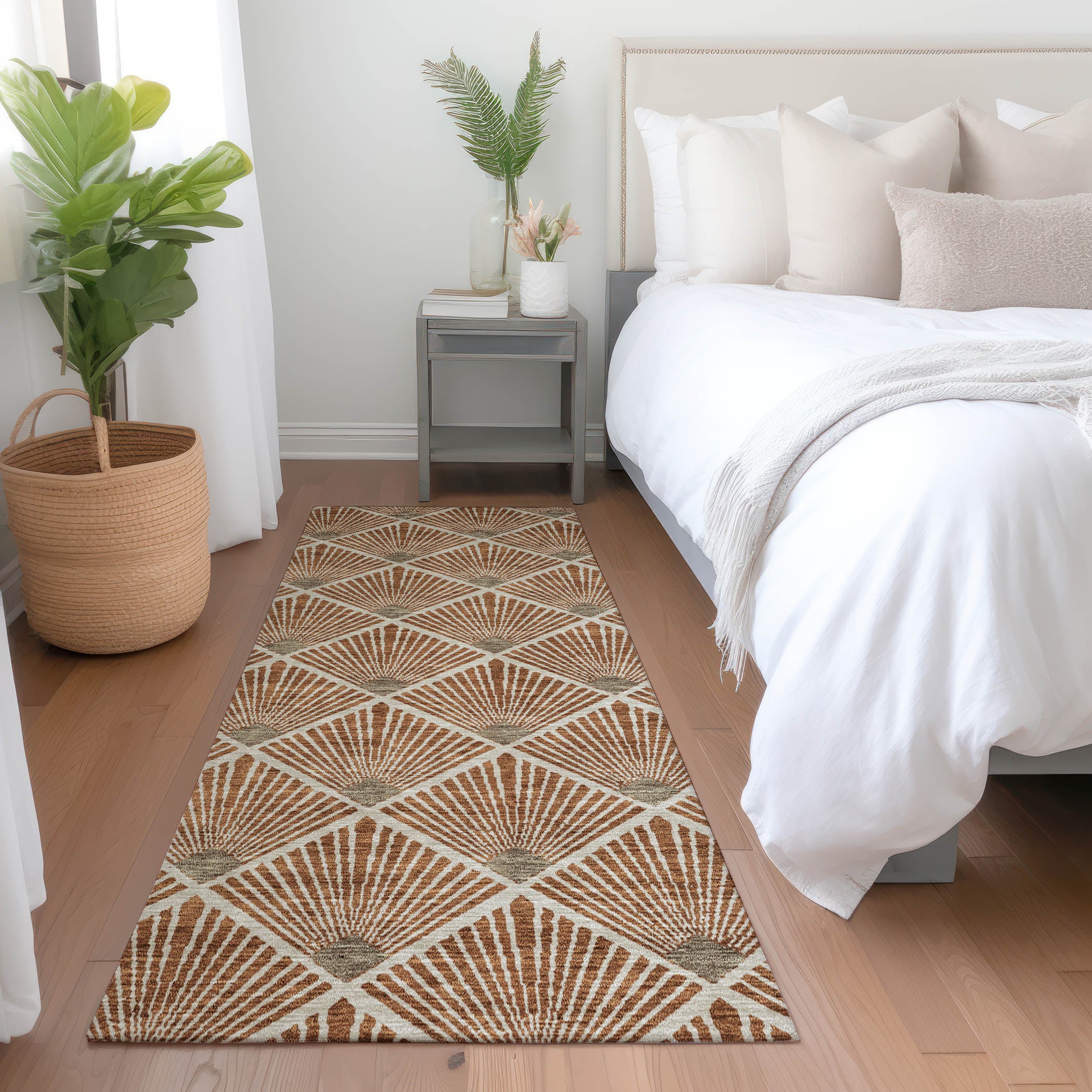 Kotor Machine Washable Transitional Paprika Orange Rug 2'3" x 7'6" #shape_Runner