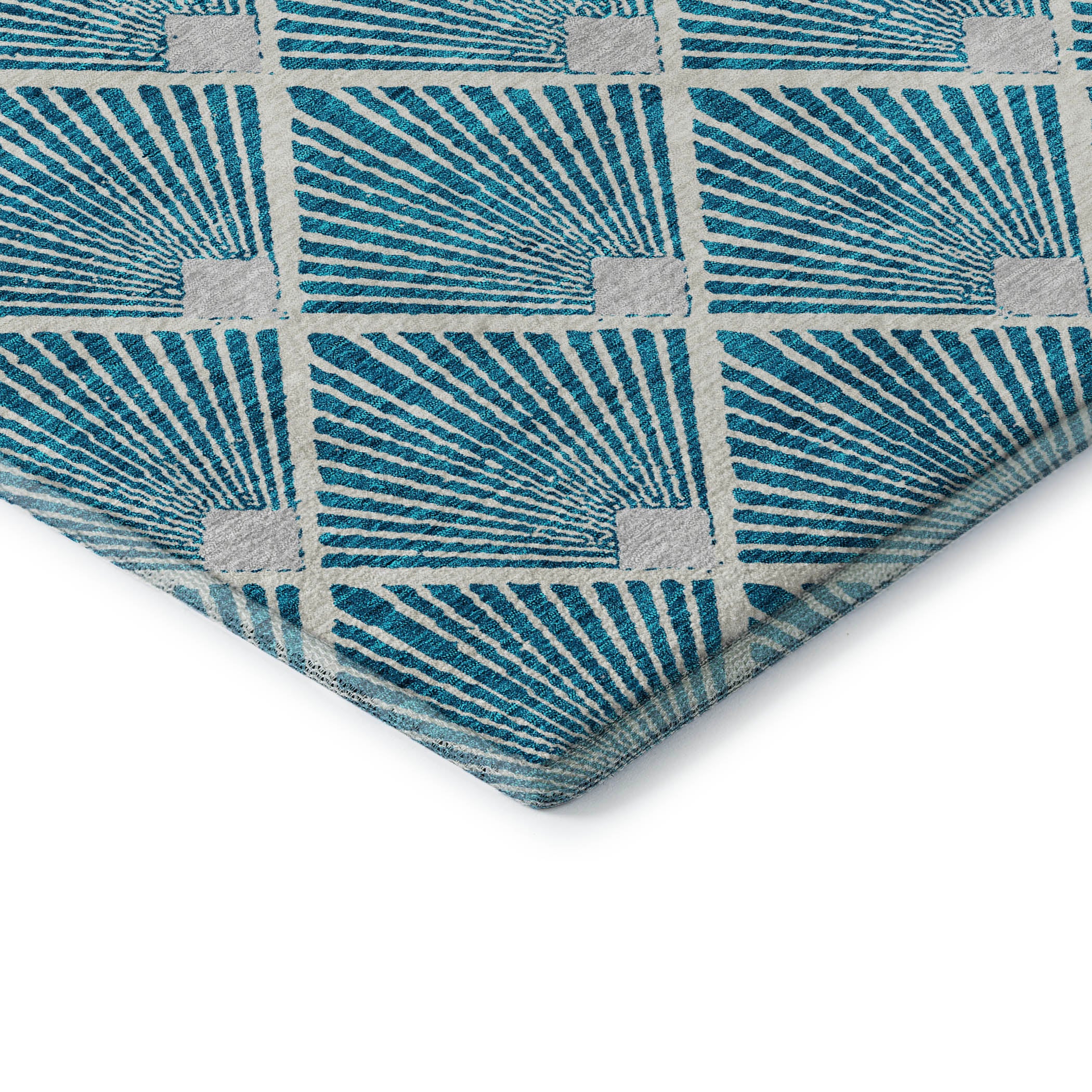 Kotor Machine Washable Transitional Teal Rug 1'8" x 2'6" #shape_Rectangle