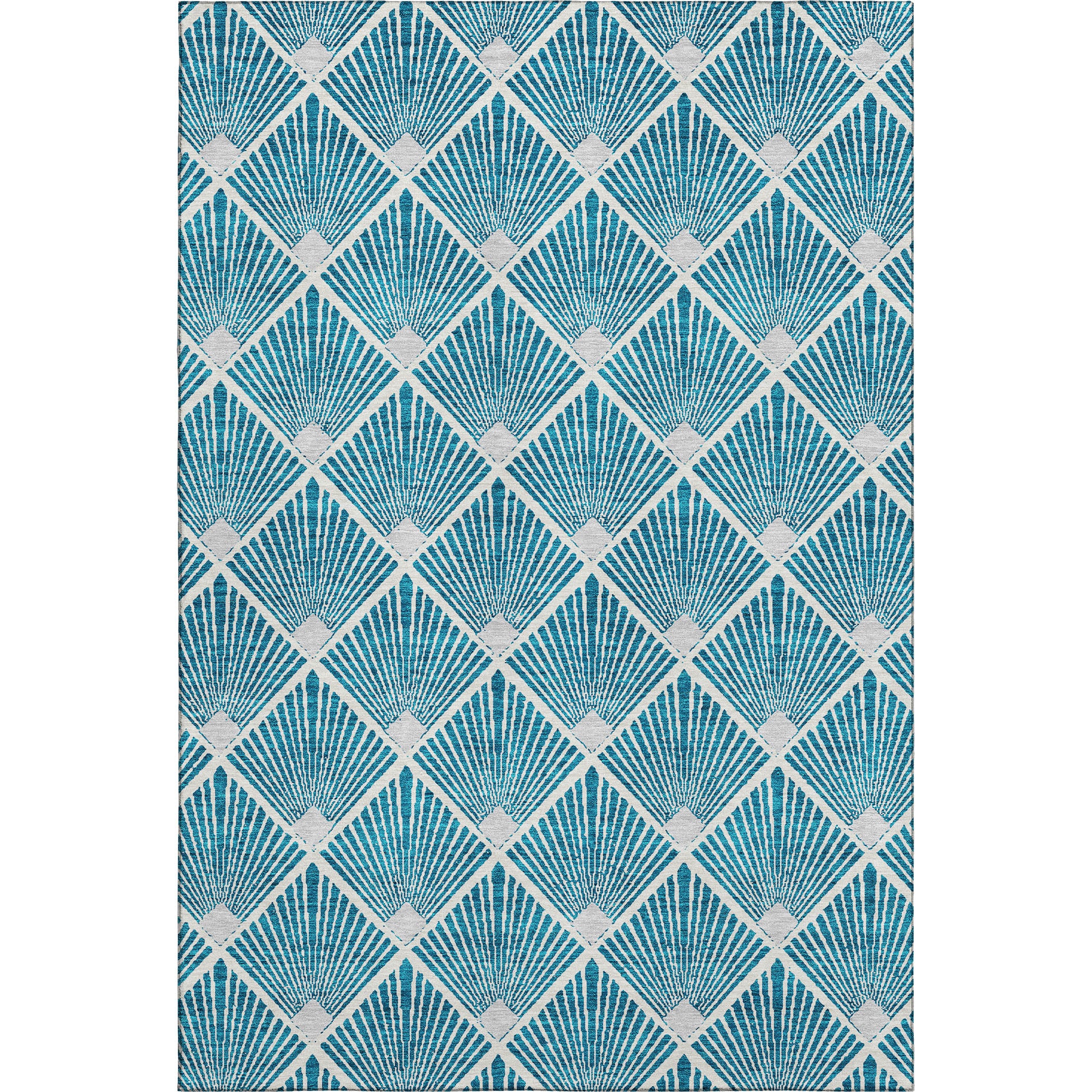Kotor Machine Washable Transitional Teal Rug 2'6" x 3'10" #shape_Rectangle