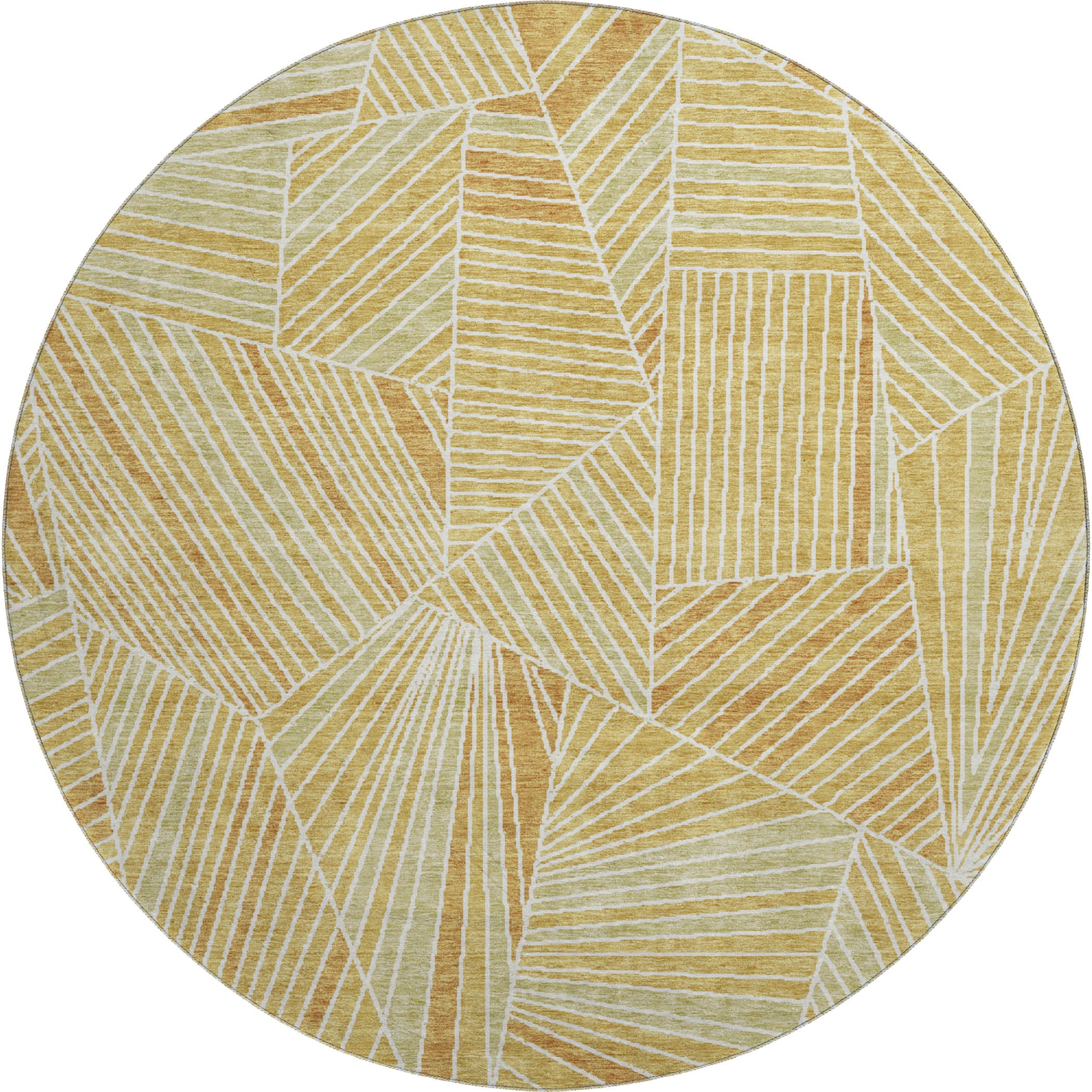 Siena Machine Washable Transitional Gold Rug 8' x 8' #shape_Round