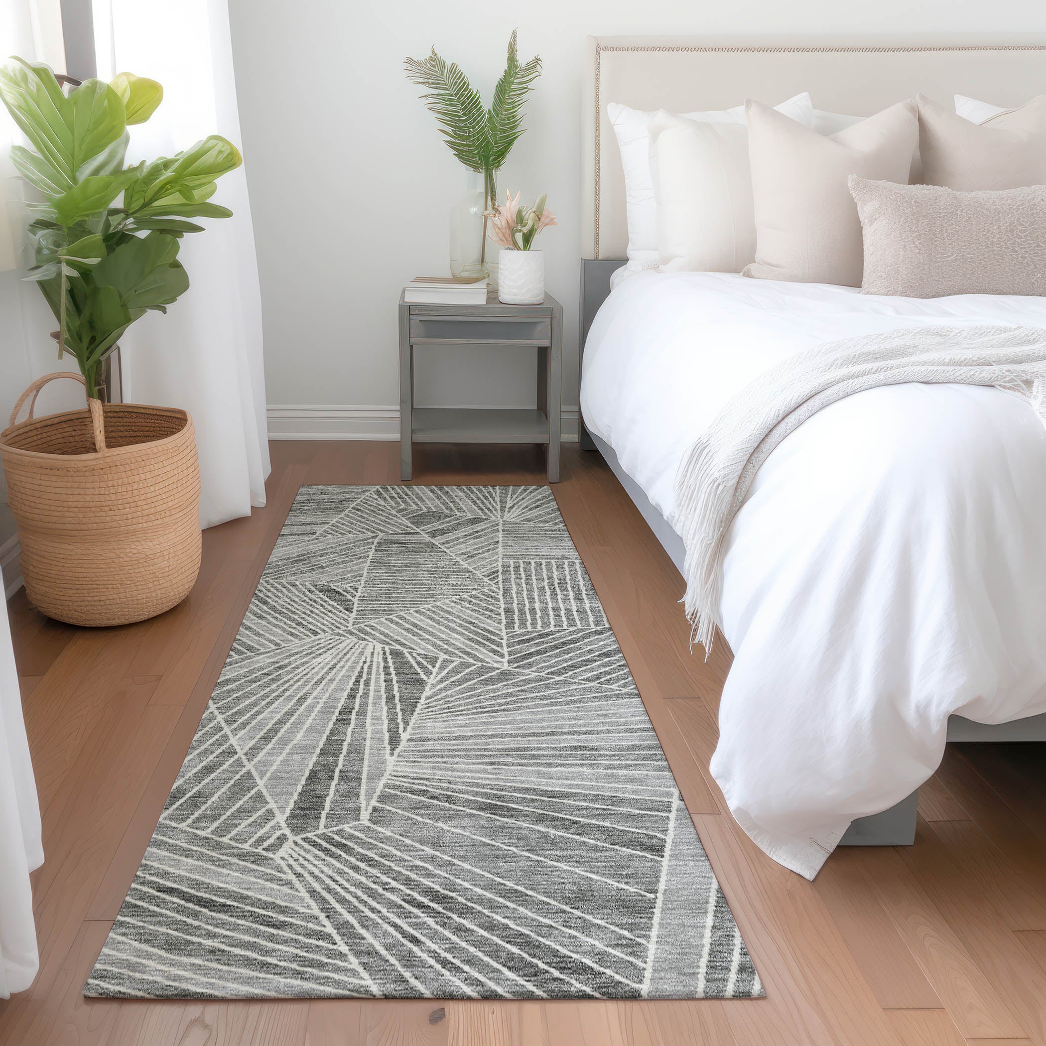Siena Machine Washable Transitional Gray Rug 2'3" x 7'6" #shape_Runner