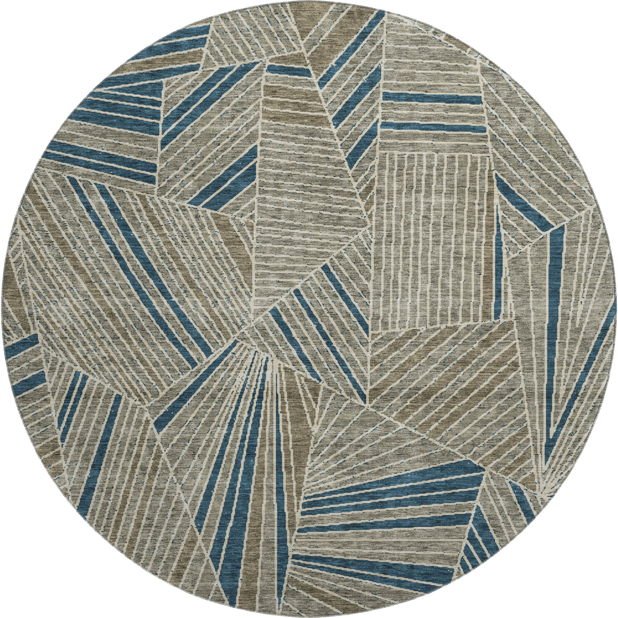 Siena Machine Washable Transitional Taupe Brown Rug 8' x 8' #shape_Round