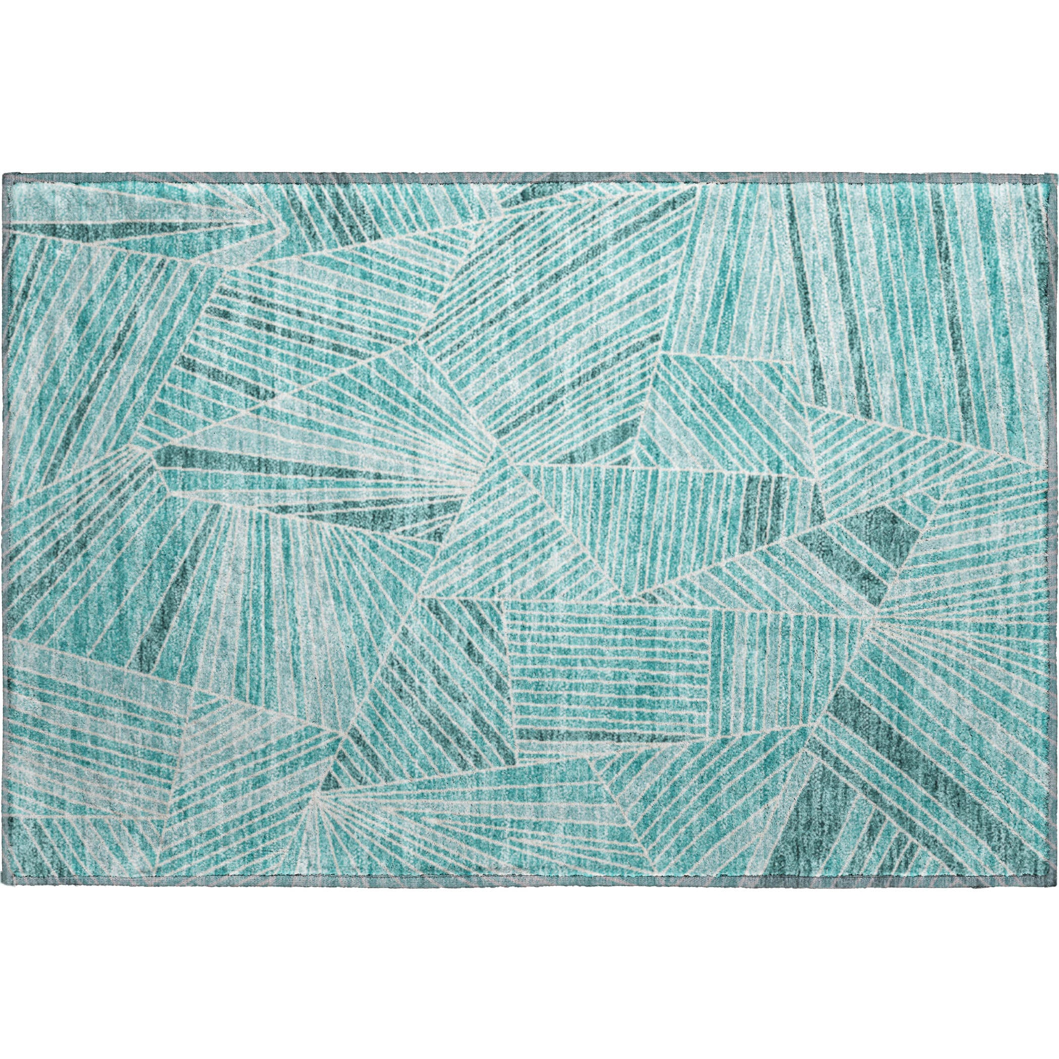 Siena Machine Washable Transitional Teal Rug 1'8" x 2'6" #shape_Rectangle