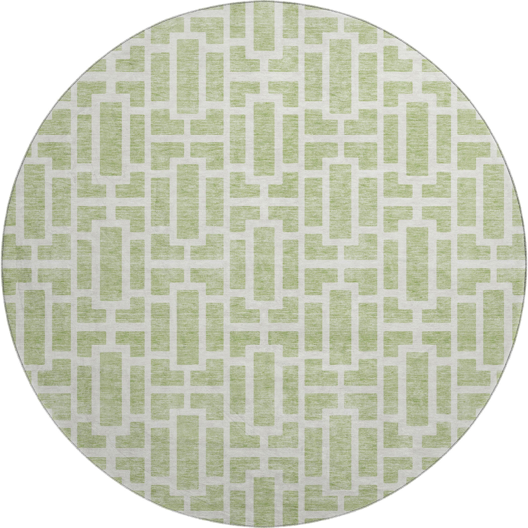 Seoul Machine Washable Transitional Aloe Green Rug 8' x 8' #shape_Round