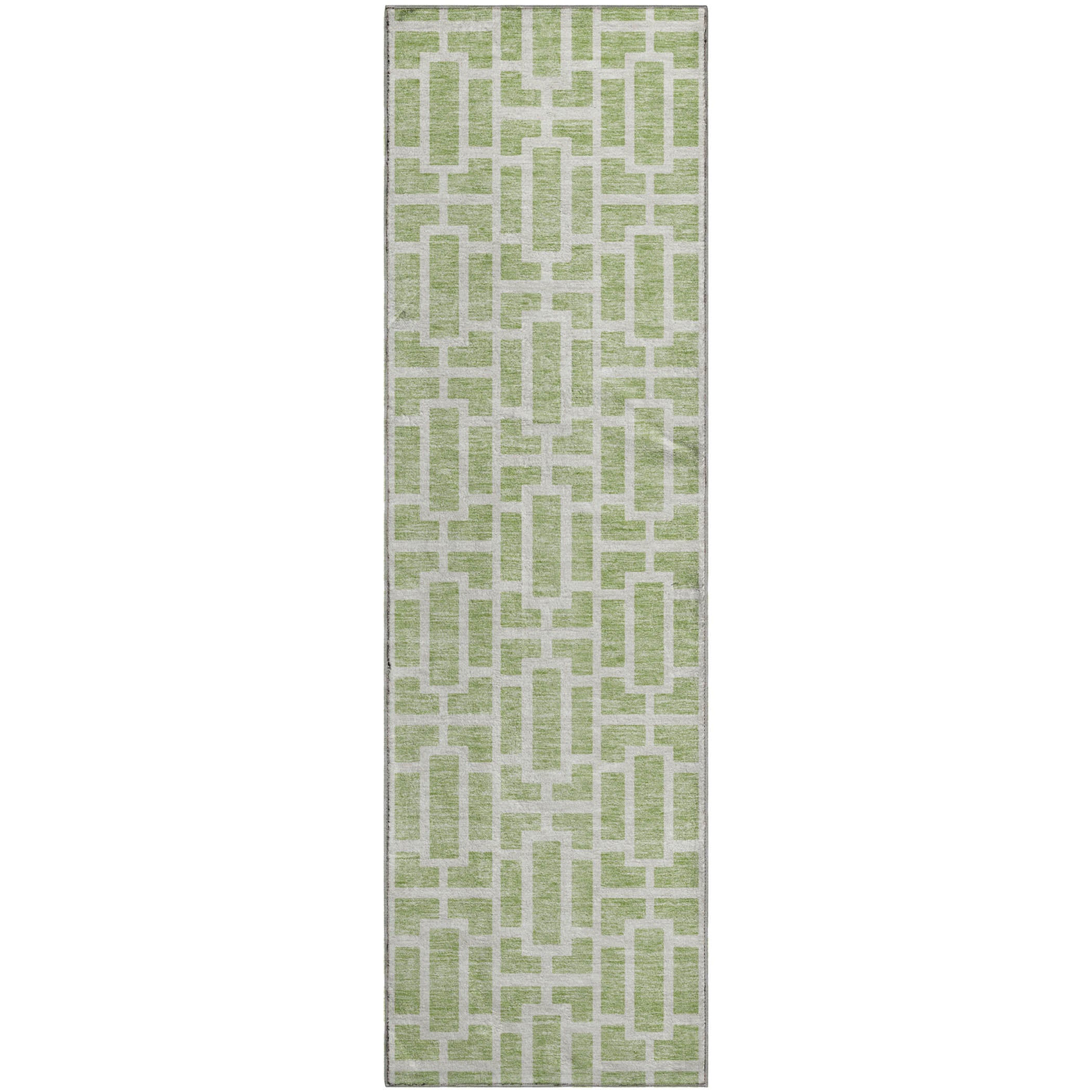 Seoul Machine Washable Transitional Aloe Green Rug 2'3" x 7'6" #shape_Runner