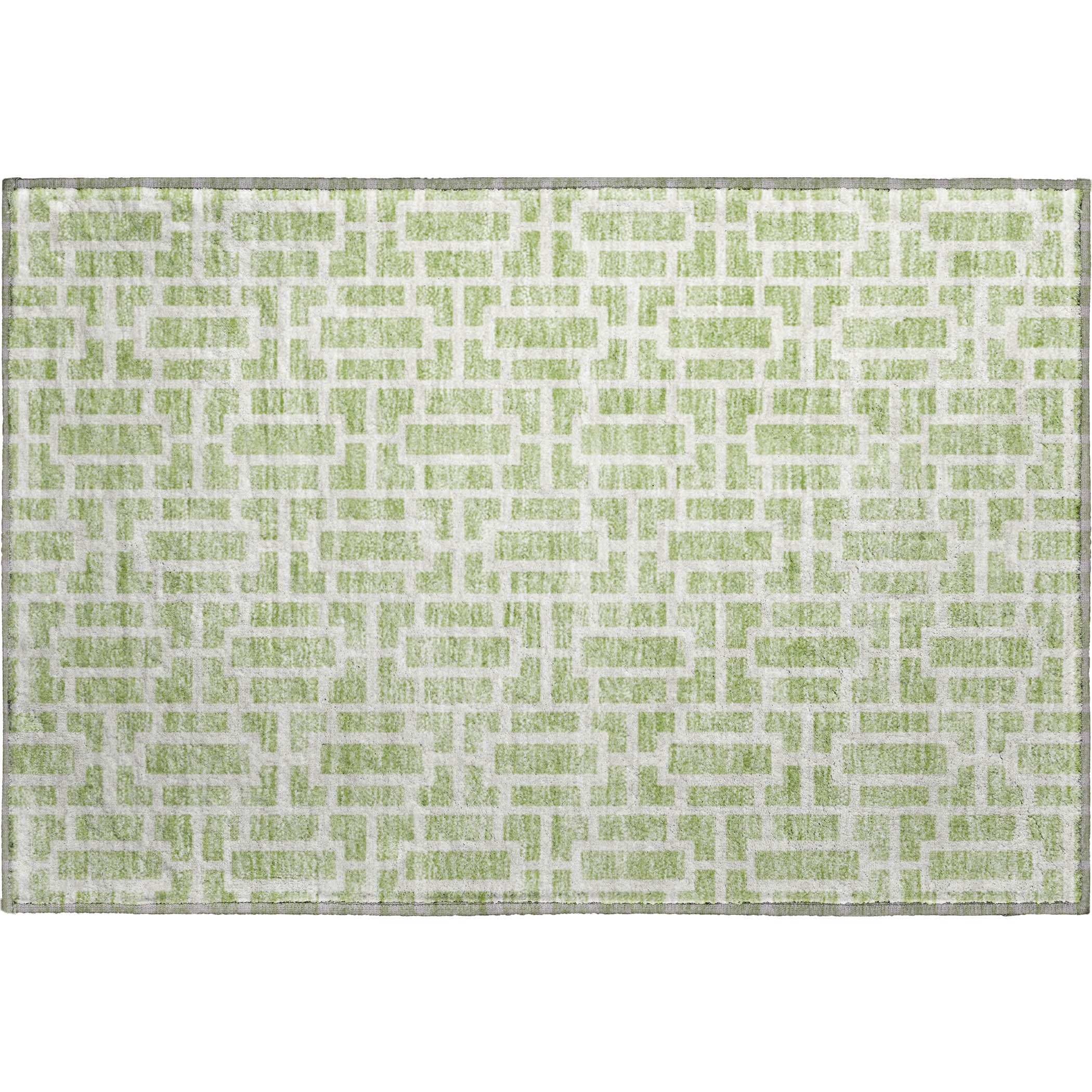 Seoul Machine Washable Transitional Aloe Green Rug 1'8" x 2'6" #shape_Rectangle