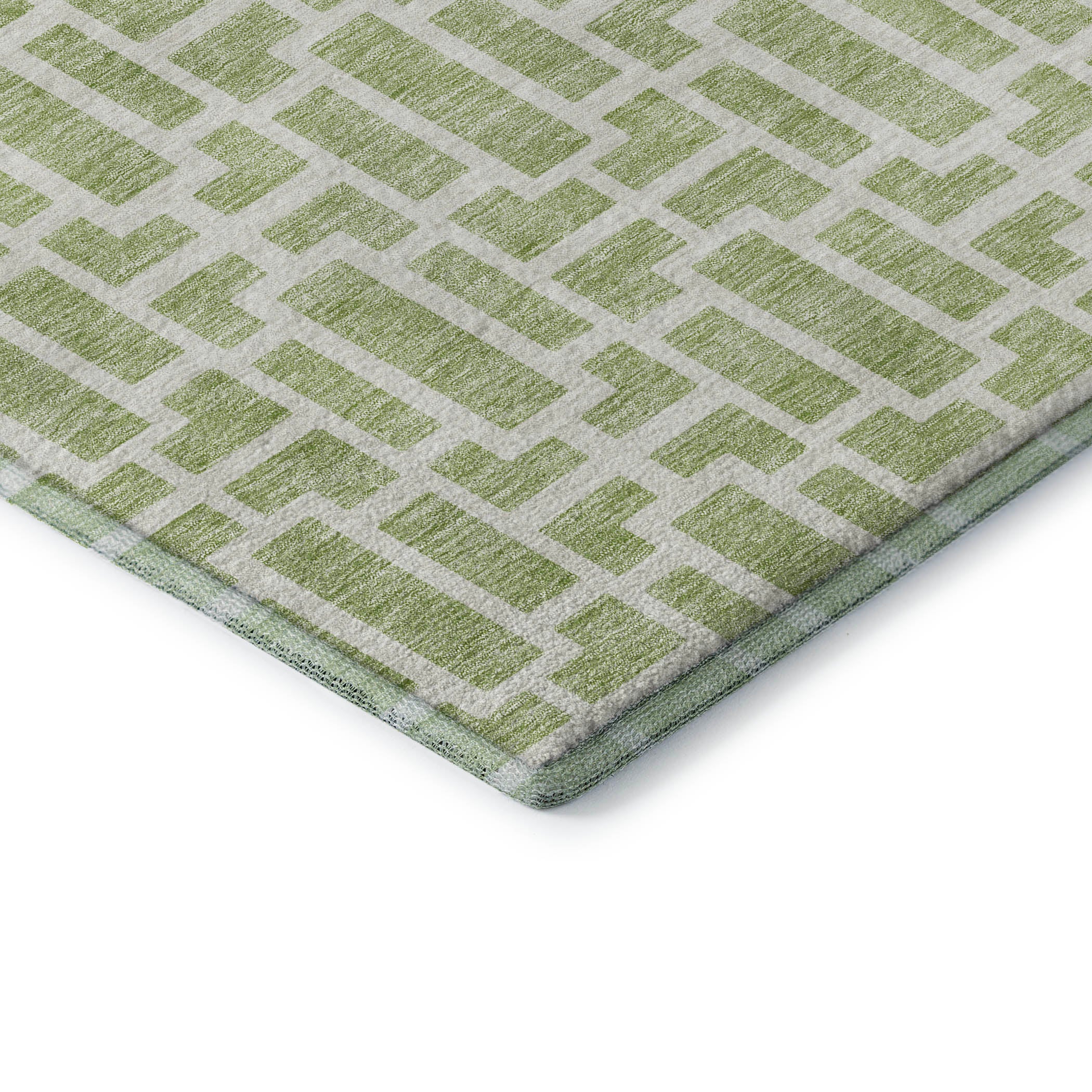 Seoul Machine Washable Transitional Aloe Green Rug 1'8" x 2'6" #shape_Rectangle