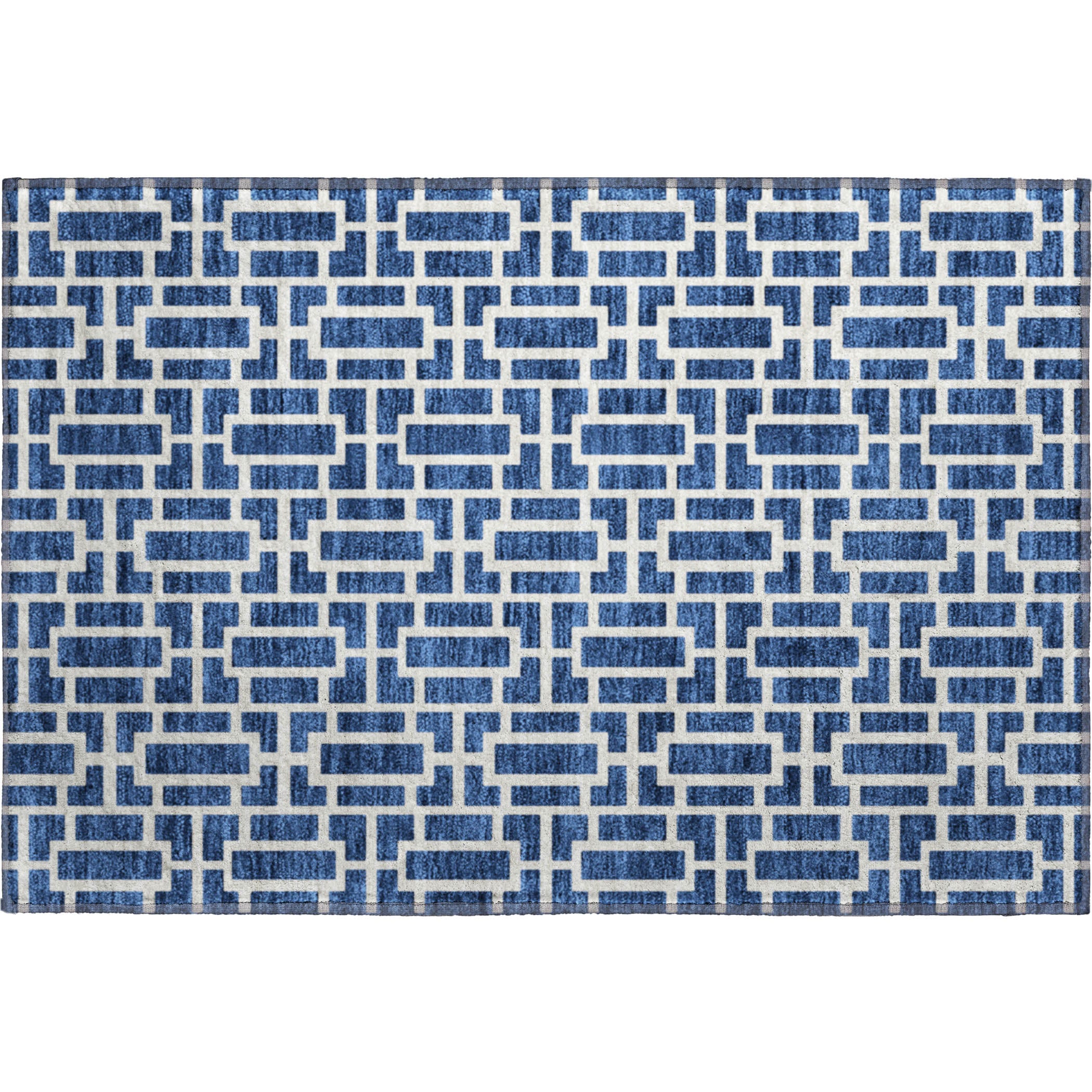 Seoul Machine Washable Transitional Navy Blue Rug 1'8" x 2'6" #shape_Rectangle