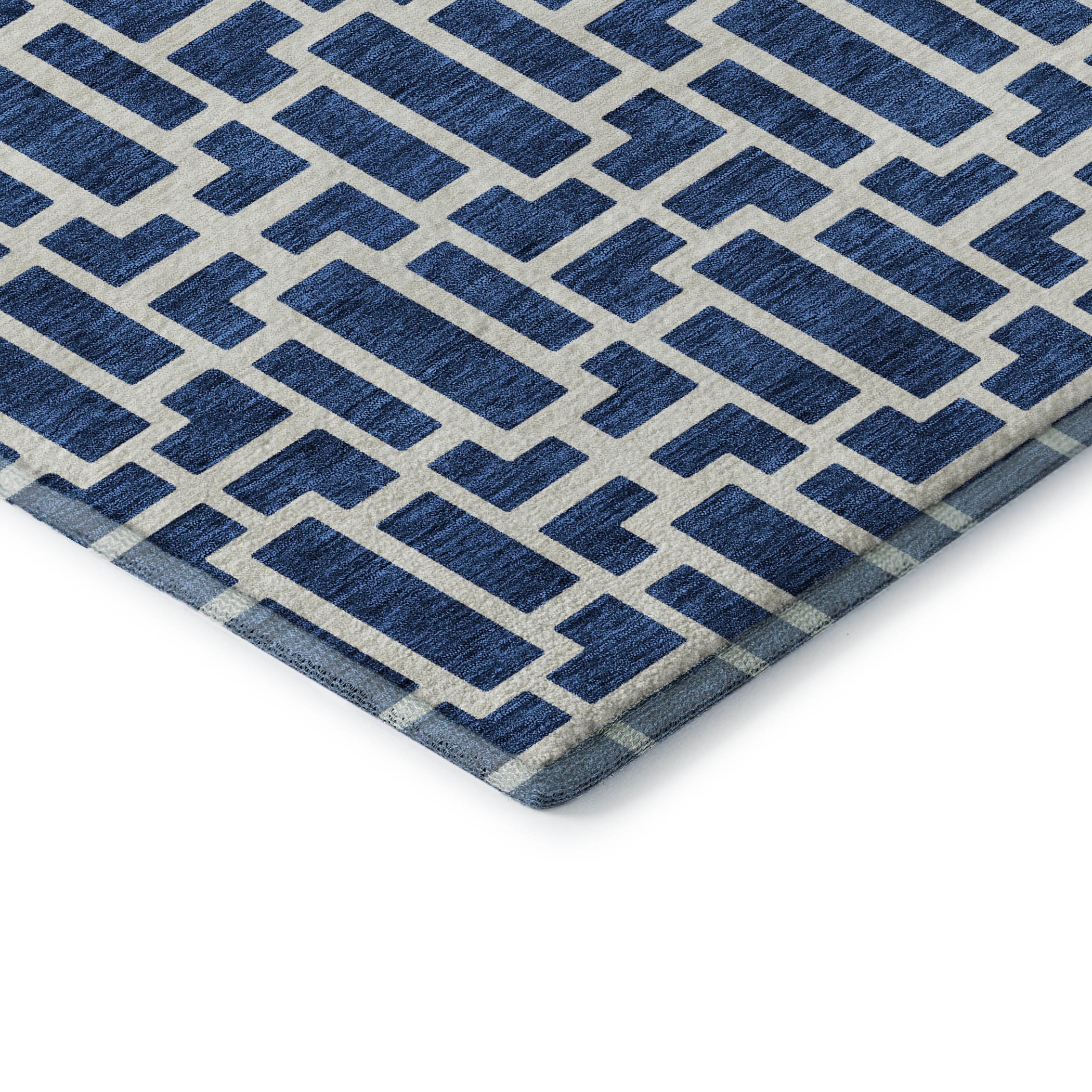 Seoul Machine Washable Transitional Navy Blue Rug 1'8" x 2'6" #shape_Rectangle