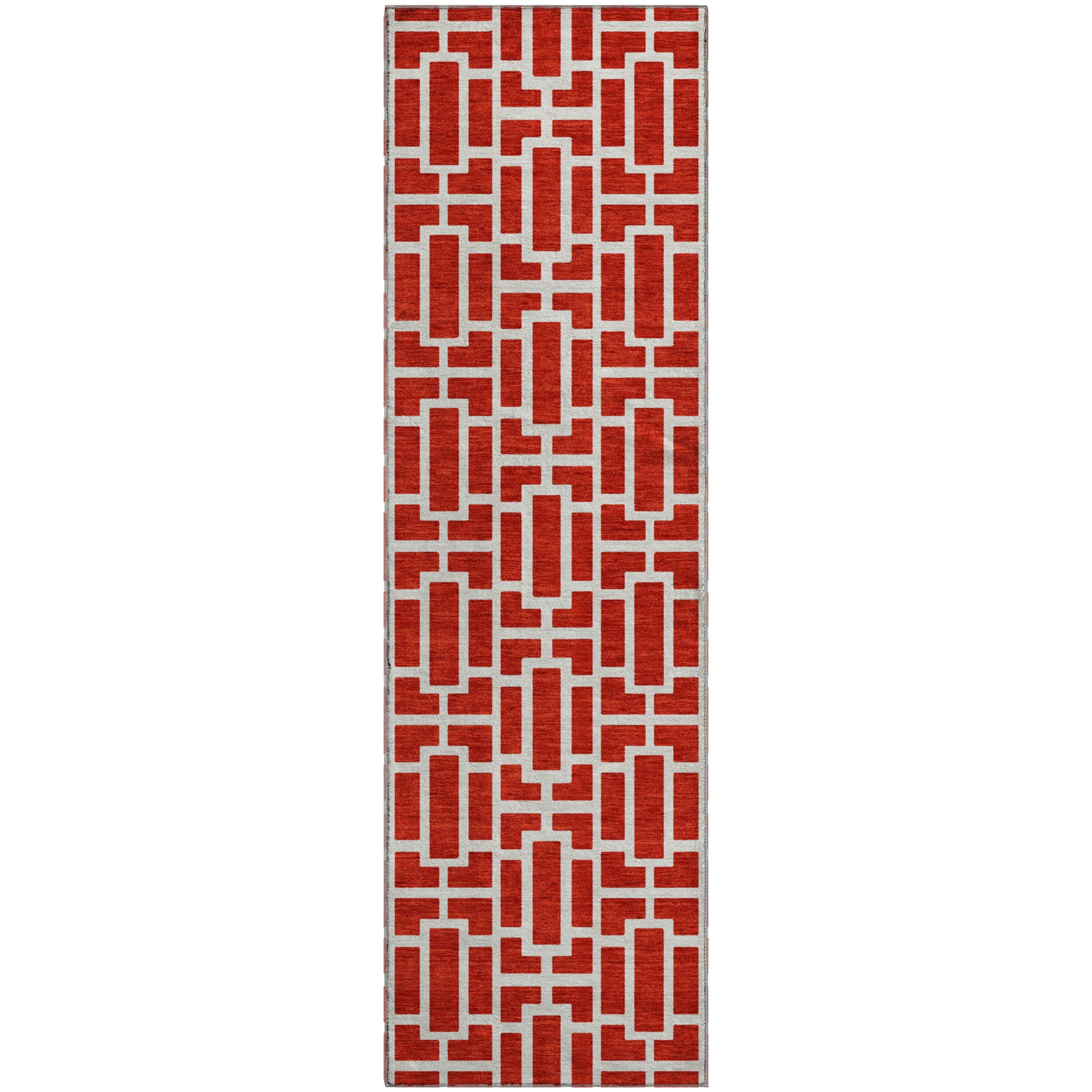 Seoul Machine Washable Transitional Red Rug 2'3" x 7'6" #shape_Runner