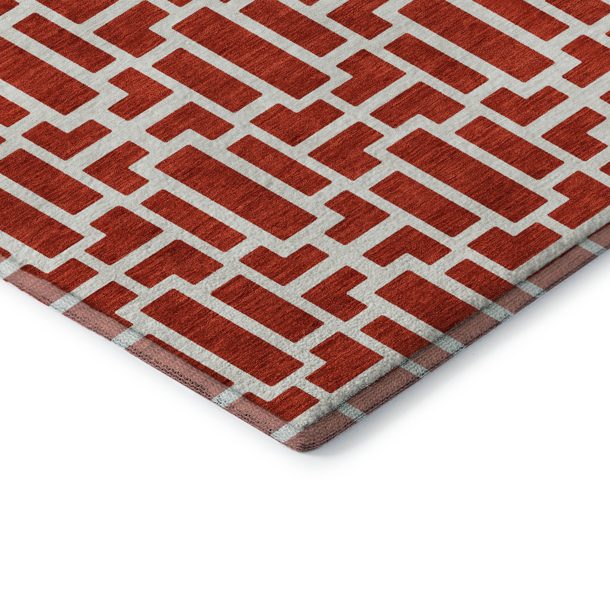 Seoul Machine Washable Transitional Red Rug 1'8" x 2'6" #shape_Rectangle