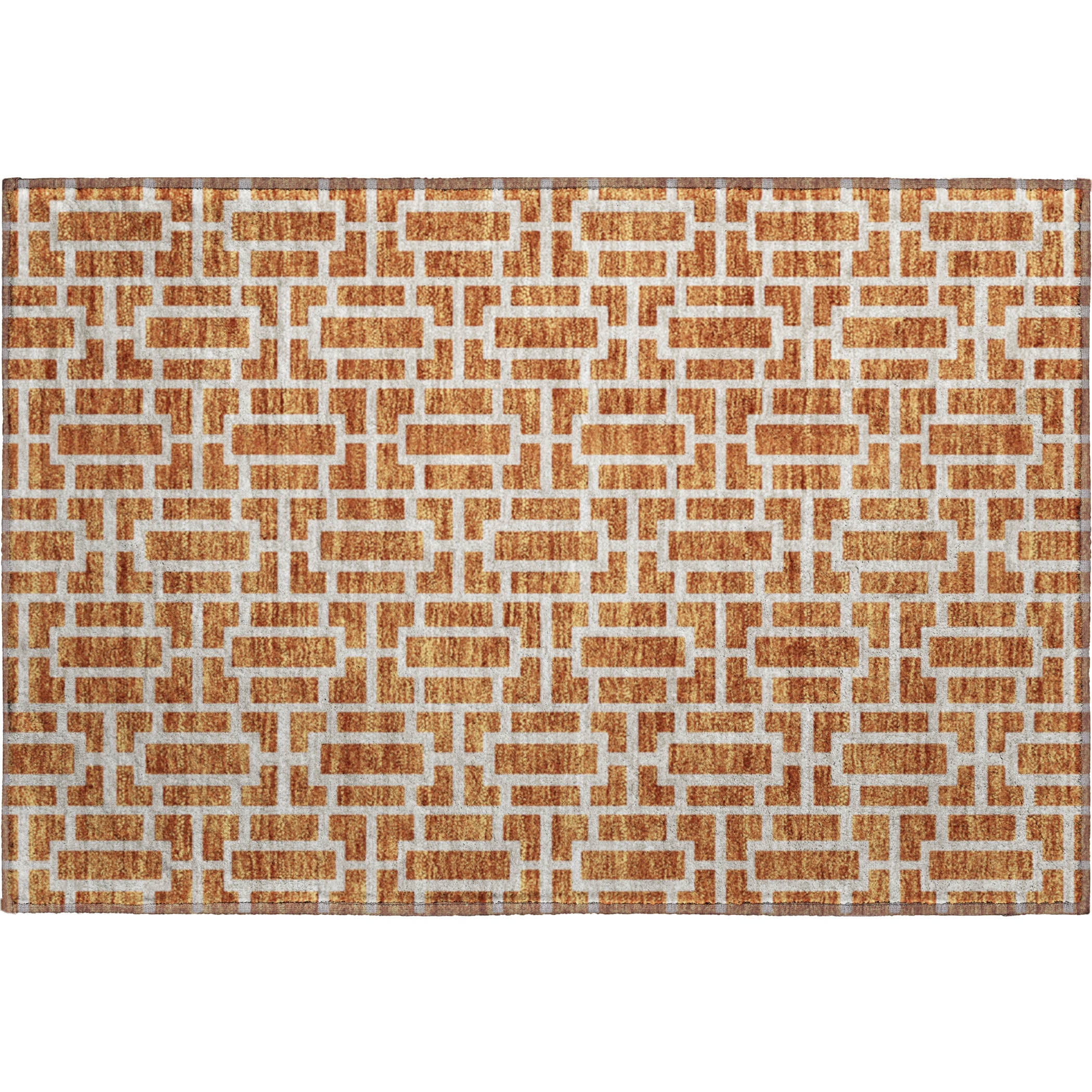 Seoul Machine Washable Transitional Terracotta Orange Rug 1'8" x 2'6" #shape_Rectangle
