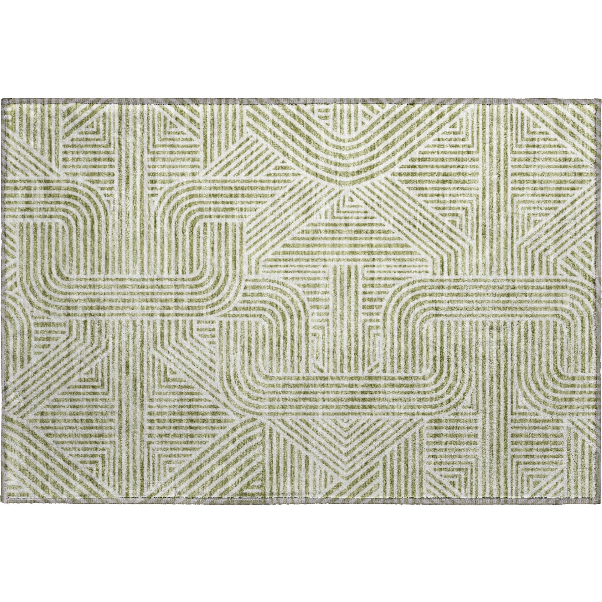 Prague Machine Washable Transitional Aloe Green Rug 1'8" x 2'6" #shape_Rectangle