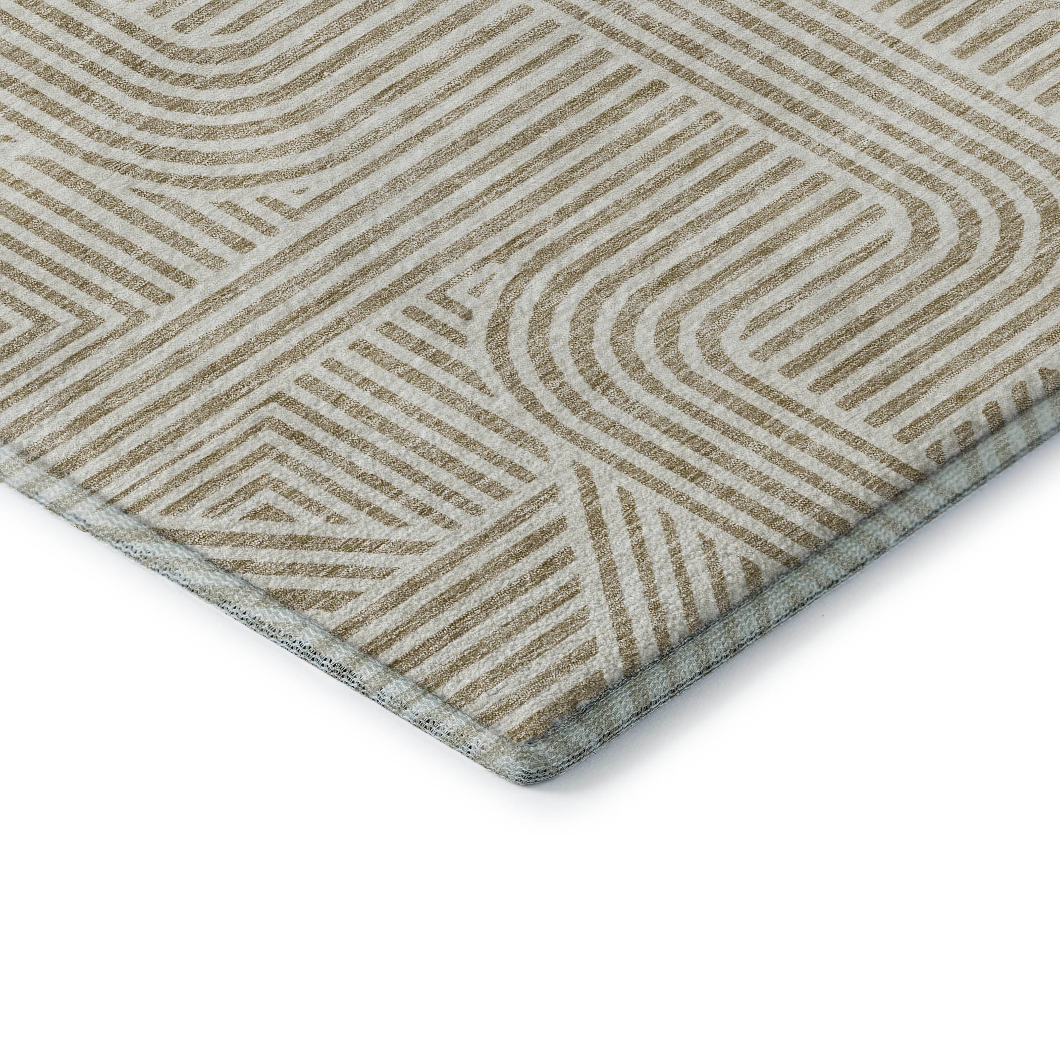 Prague Machine Washable Transitional Beige Brown Rug 1'8" x 2'6" #shape_Rectangle