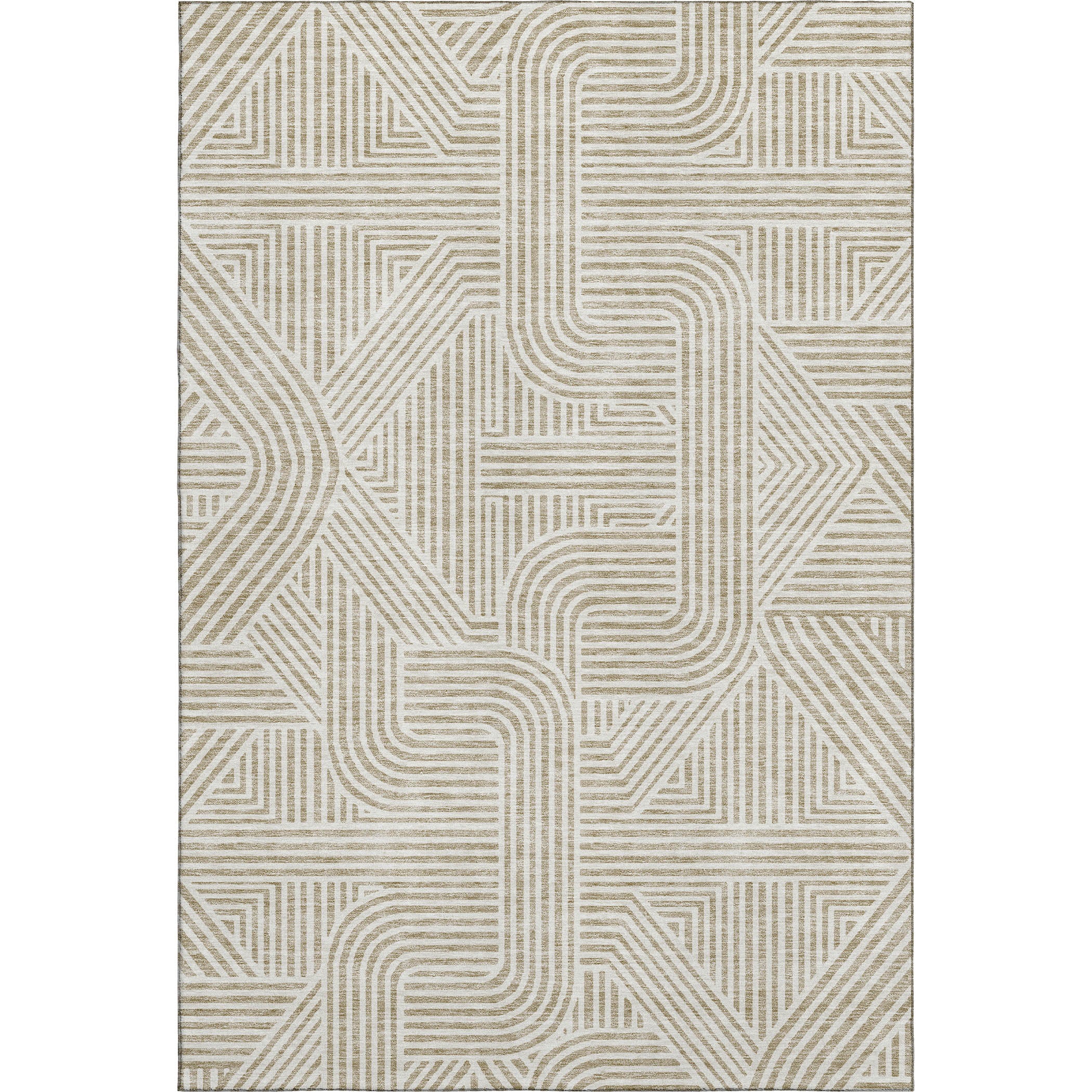 Prague Machine Washable Transitional Beige Brown Rug 2'6" x 3'10" #shape_Rectangle