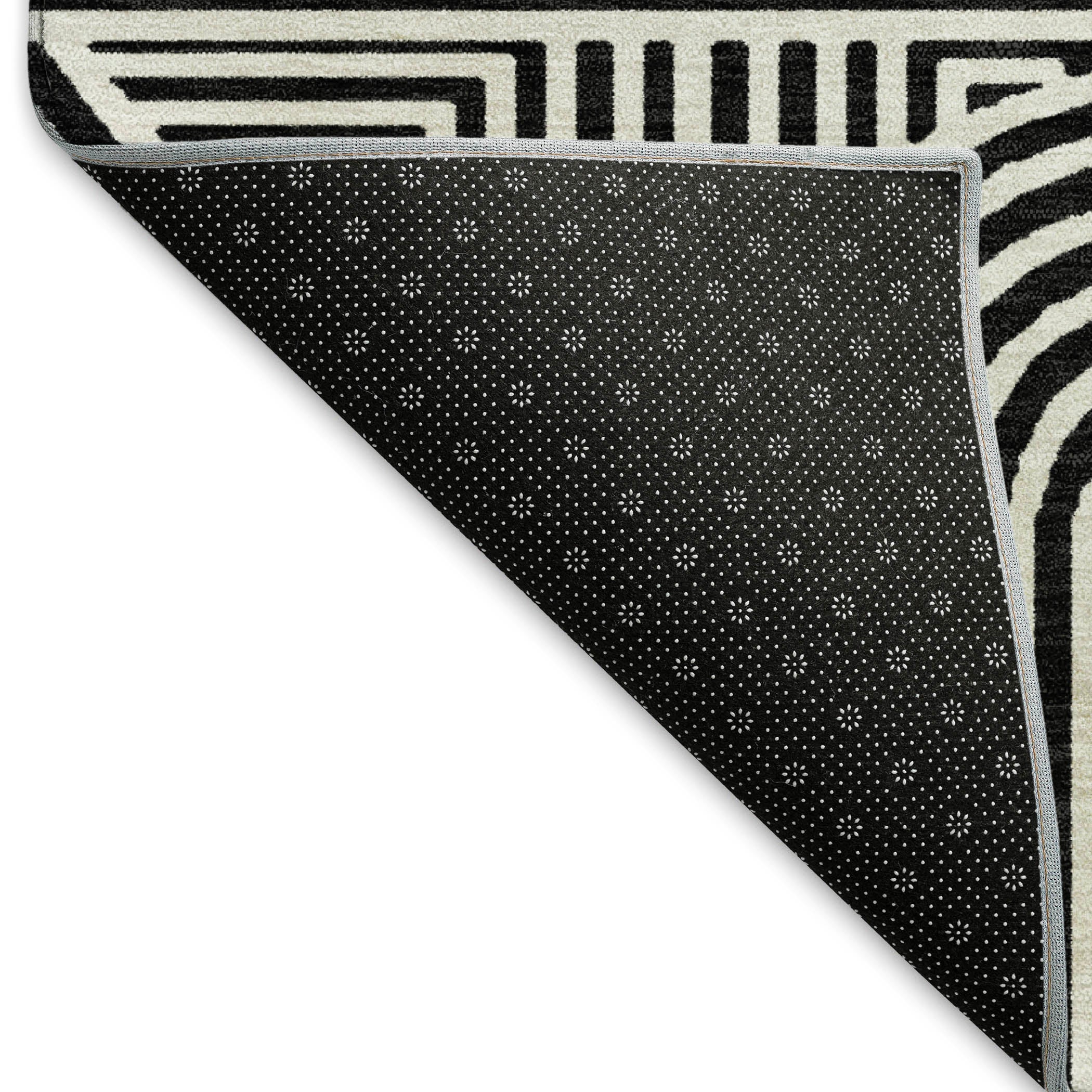 Prague Machine Washable Transitional Black Rug 1'8" x 2'6" #shape_Rectangle