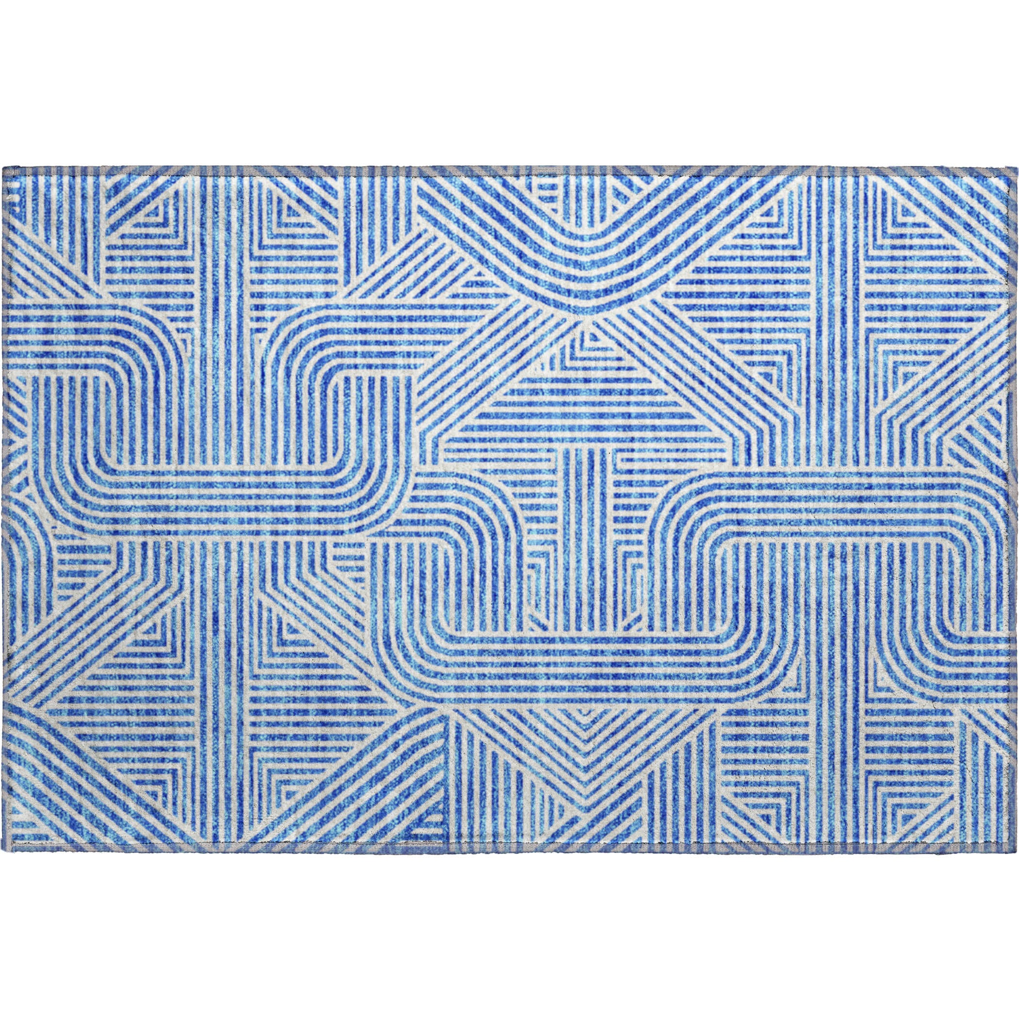 Prague Machine Washable Transitional Blue Rug 1'8" x 2'6" #shape_Rectangle
