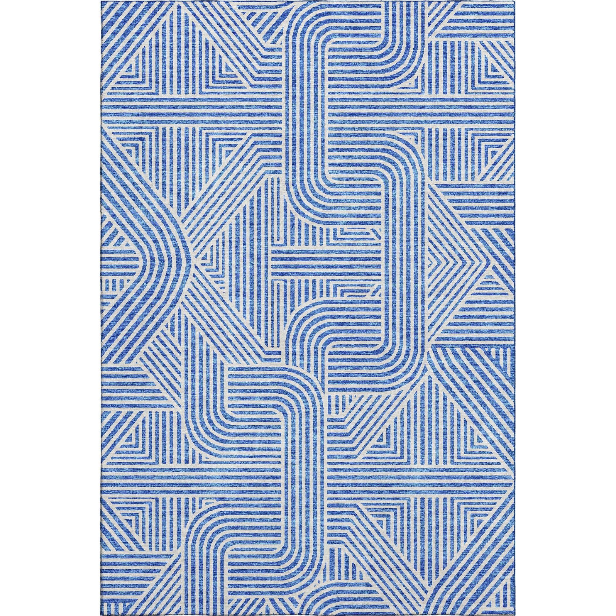 Prague Machine Washable Transitional Blue Rug 2'6" x 3'10" #shape_Rectangle