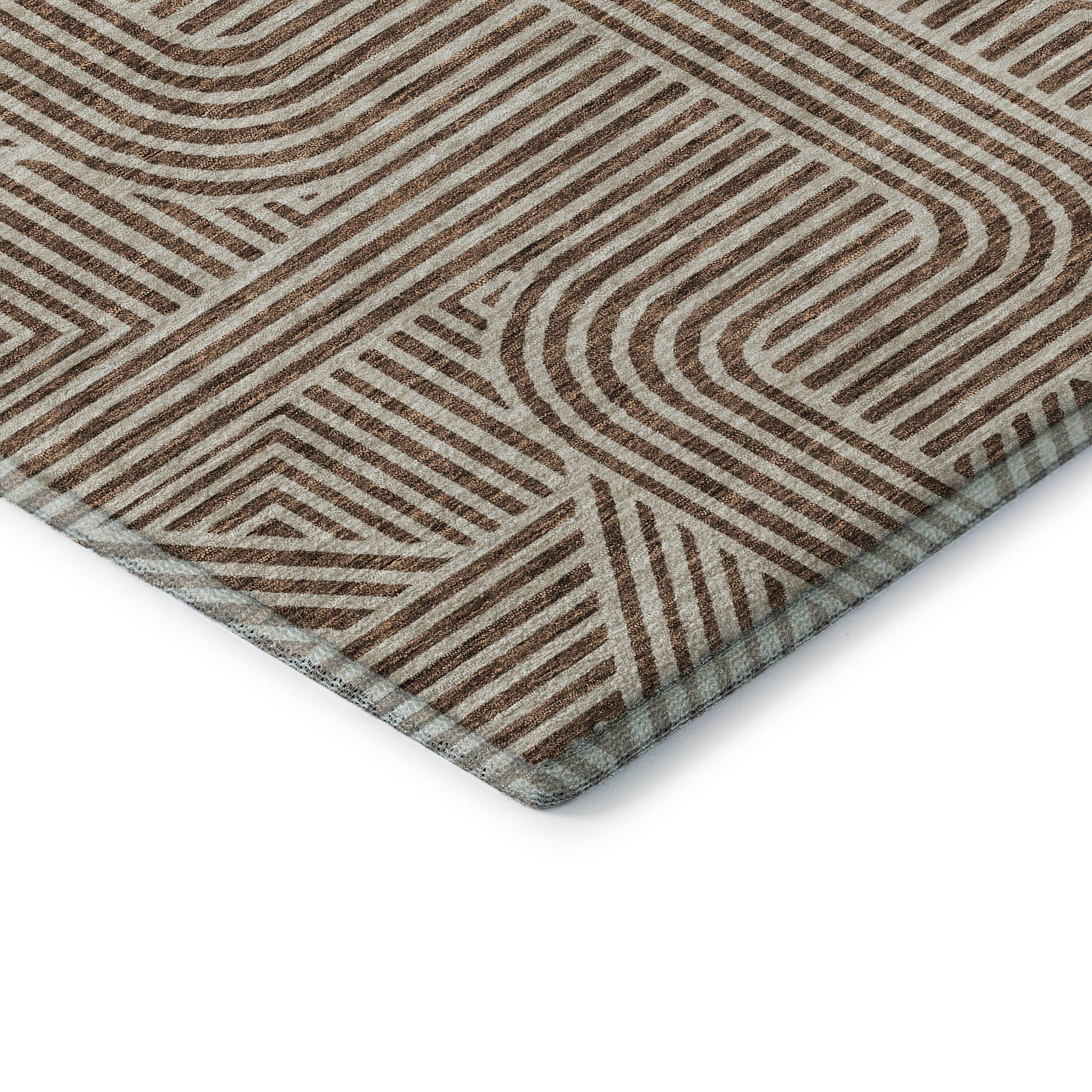 Prague Machine Washable Transitional Brown Rug 1'8" x 2'6" #shape_Rectangle