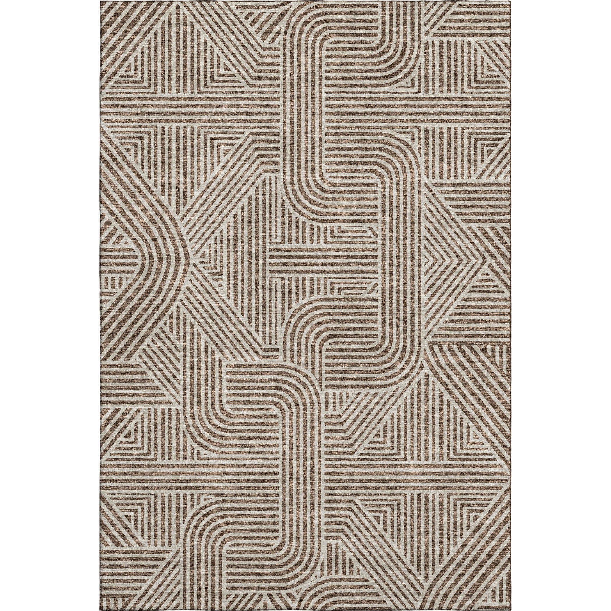 Prague Machine Washable Transitional Brown Rug 2'6" x 3'10" #shape_Rectangle