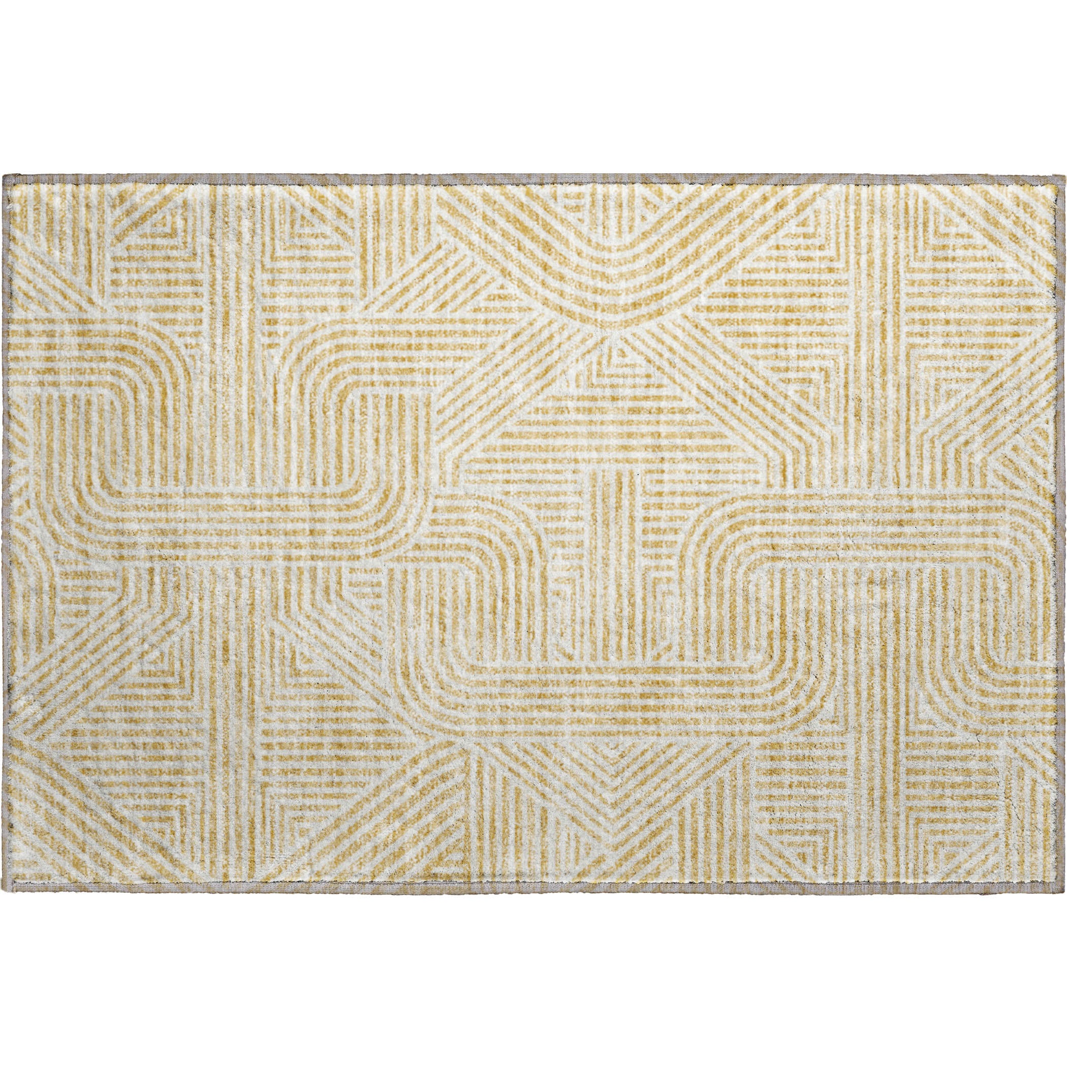 Prague Machine Washable Transitional Gold Rug 1'8" x 2'6" #shape_Rectangle