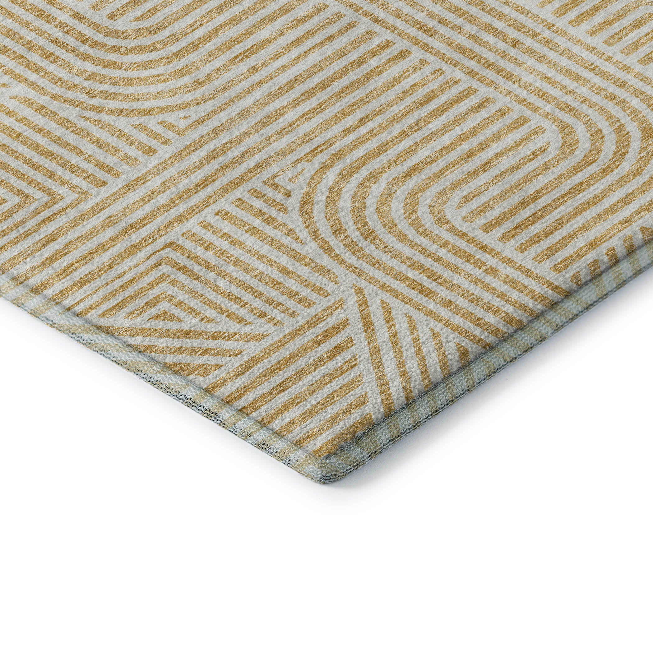 Prague Machine Washable Transitional Gold Rug 1'8" x 2'6" #shape_Rectangle