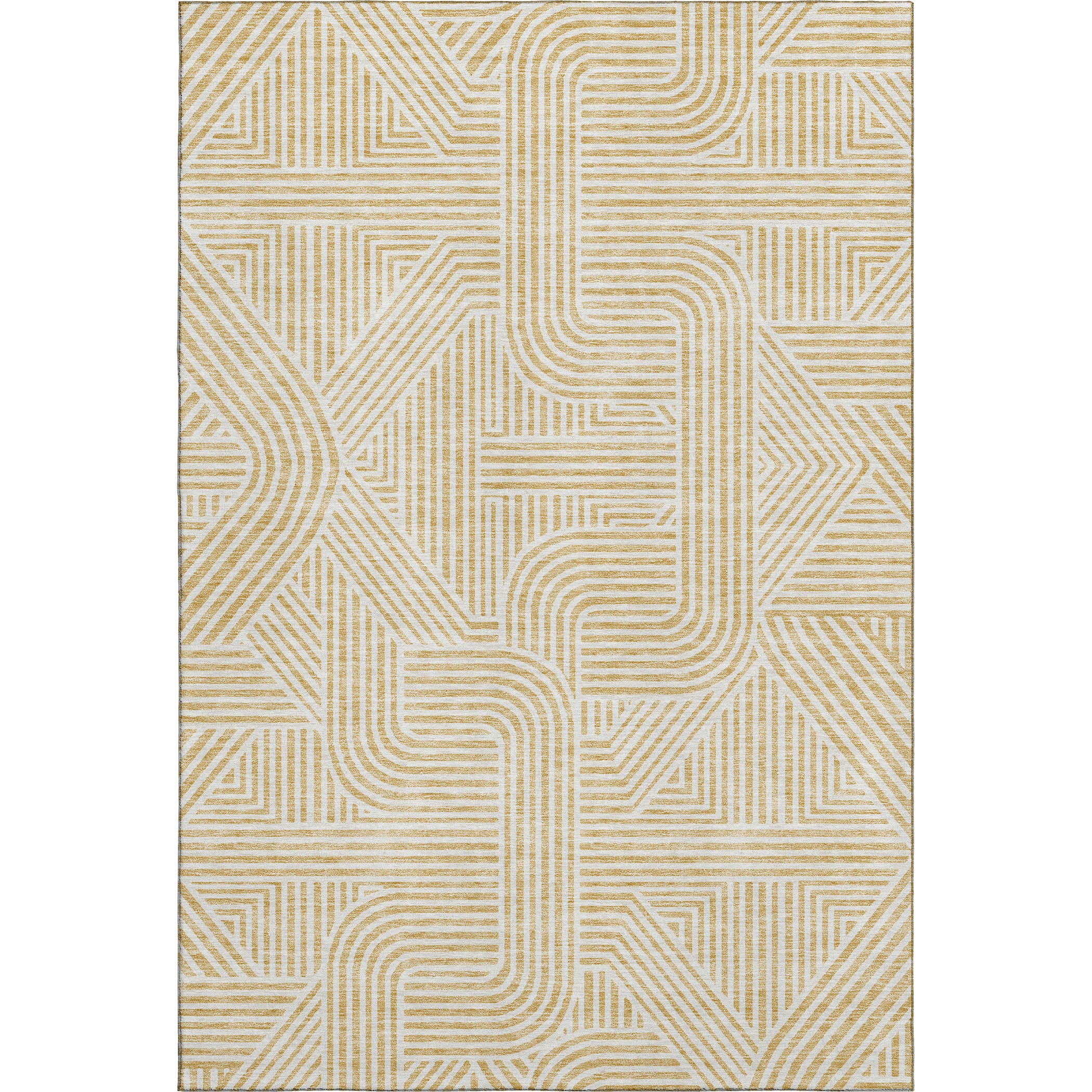 Prague Machine Washable Transitional Gold Rug 2'6" x 3'10" #shape_Rectangle