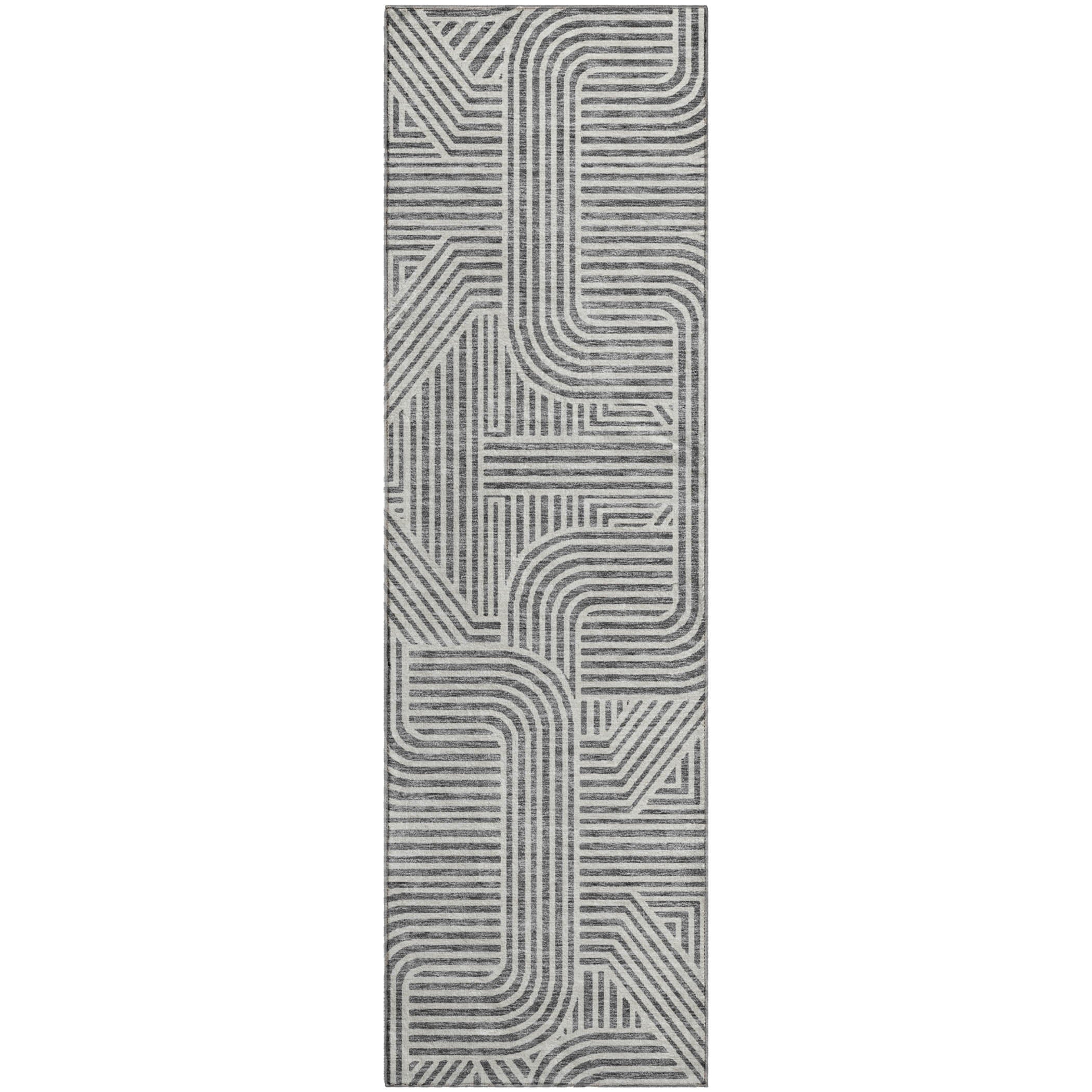 Prague Machine Washable Transitional Gray Rug 2'3" x 7'6" #shape_Runner