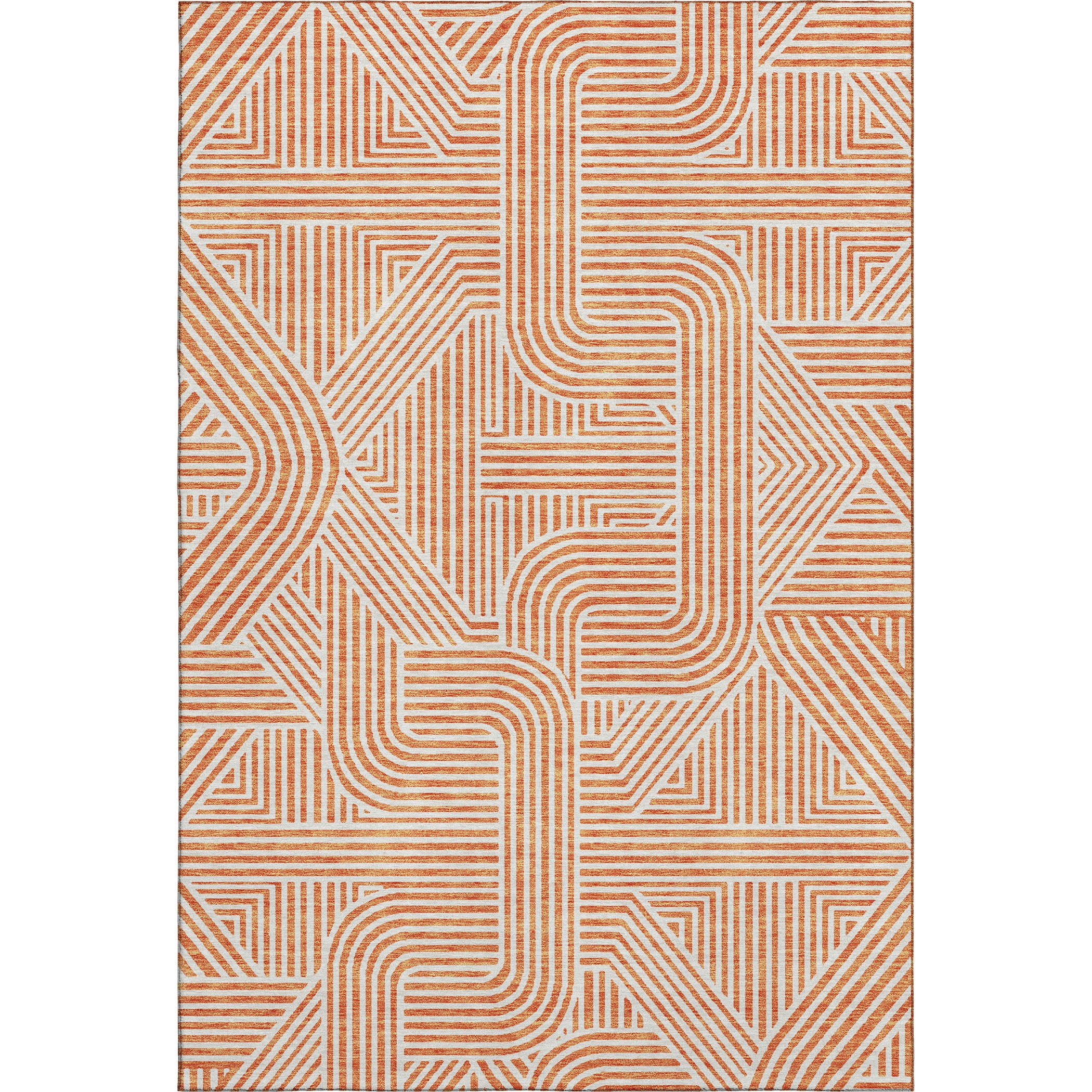 Prague Machine Washable Transitional Orange Rug 2'6" x 3'10" #shape_Rectangle