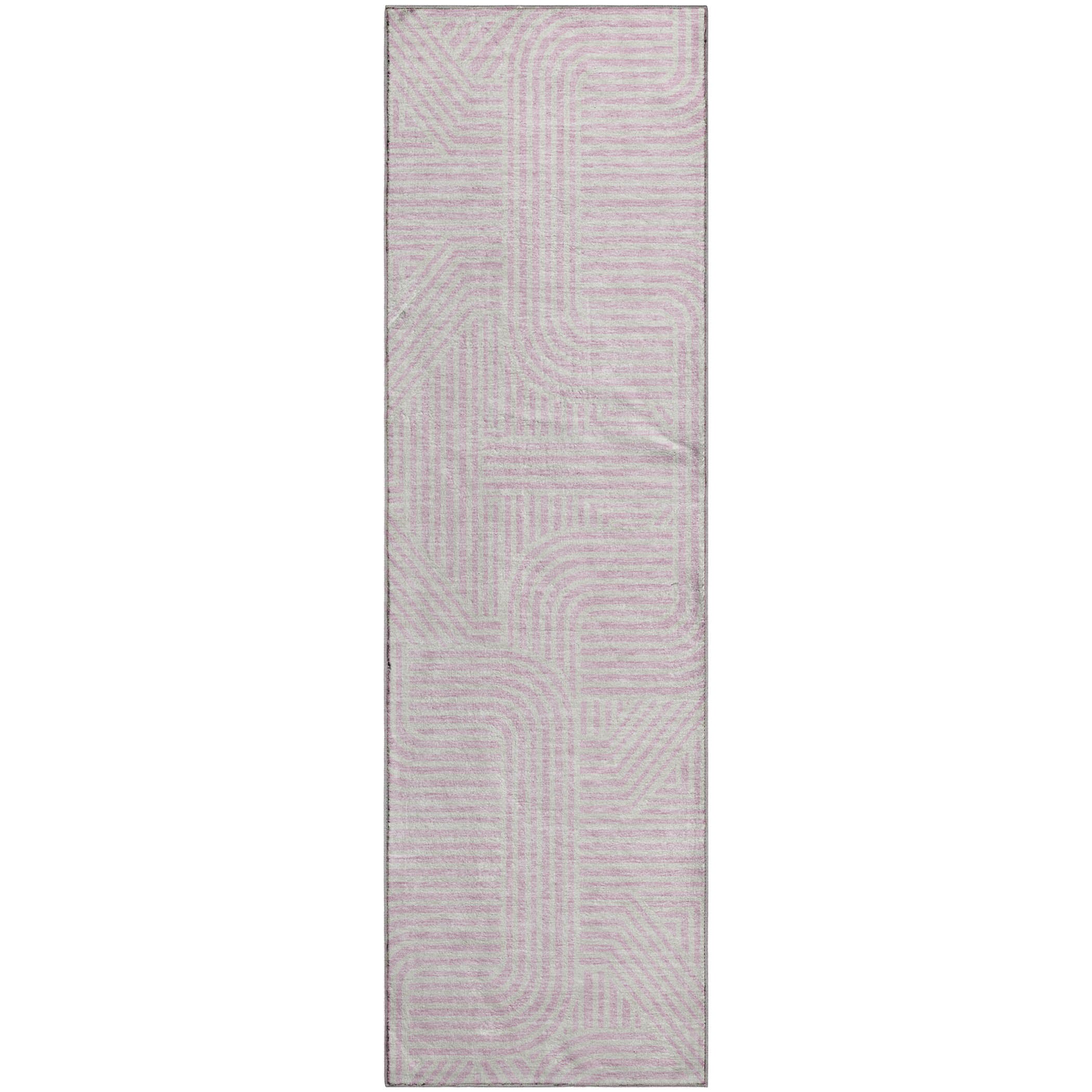 Prague Machine Washable Transitional Pink Rug 2'3" x 7'6" #shape_Runner