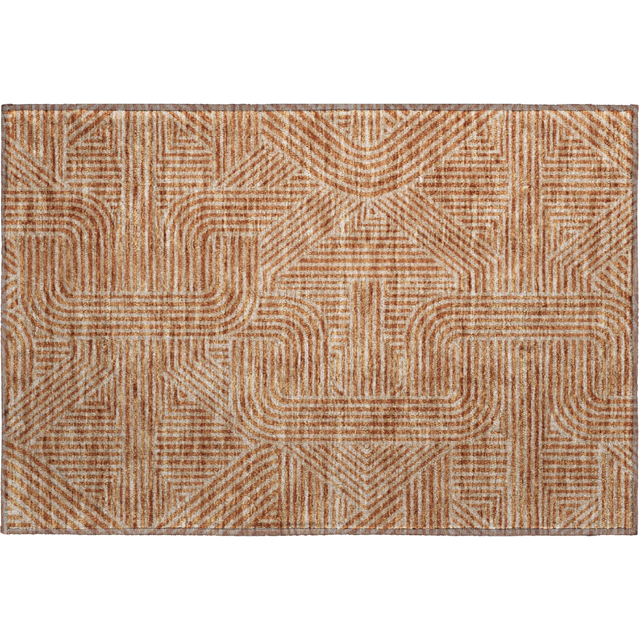 Prague Machine Washable Transitional Terracotta Orange Rug 1'8" x 2'6" #shape_Rectangle