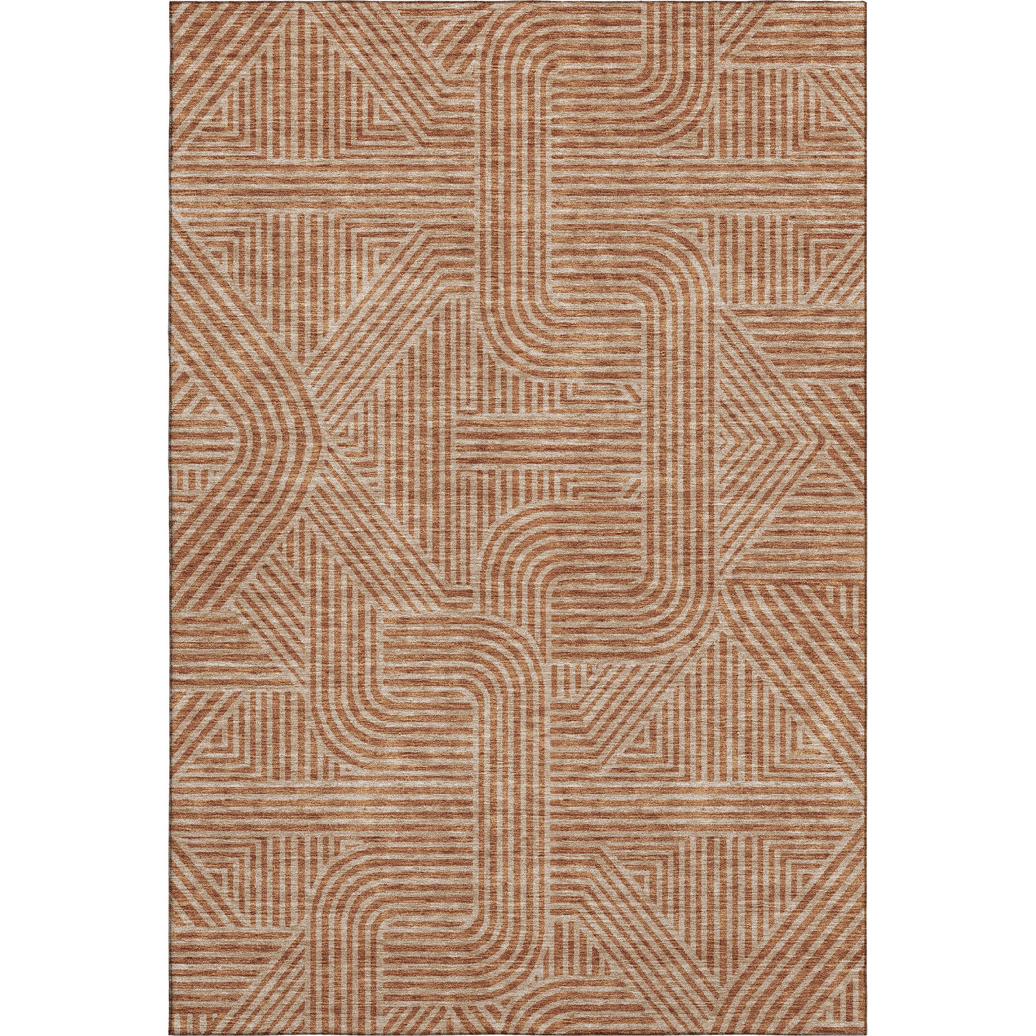 Prague Machine Washable Transitional Terracotta Orange Rug 2'6" x 3'10" #shape_Rectangle