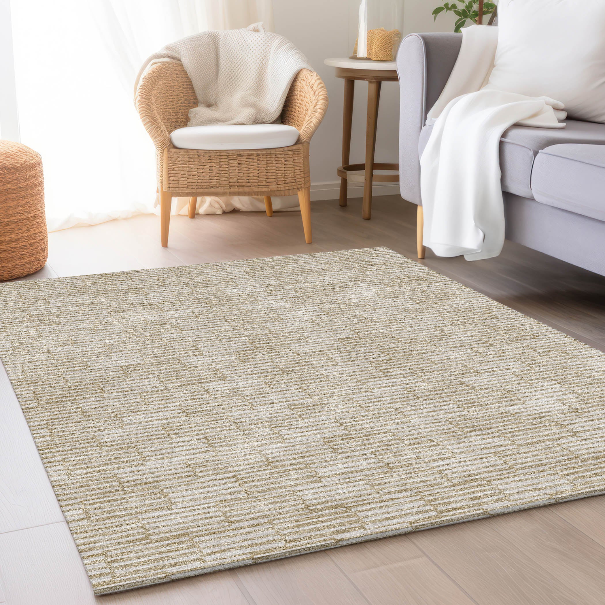 Vienna Machine Washable Transitional Beige Brown Rug 2'6" x 3'10" #shape_Rectangle