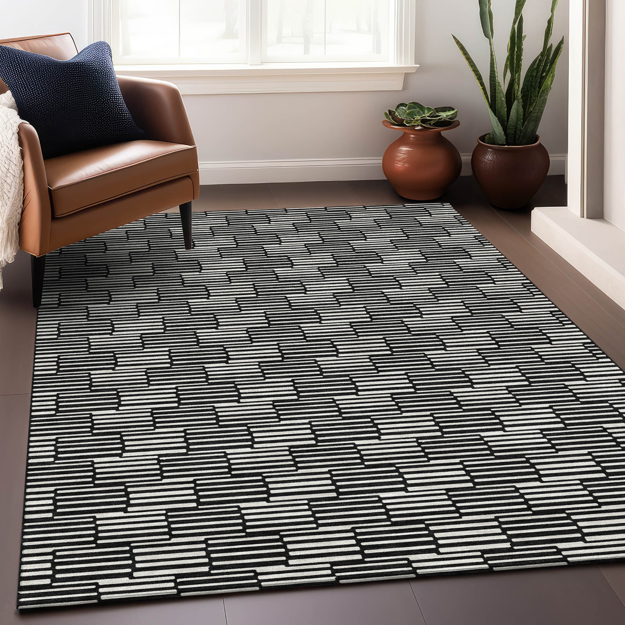 Vienna Machine Washable Transitional Black Rug 2'6" x 3'10" #shape_Rectangle