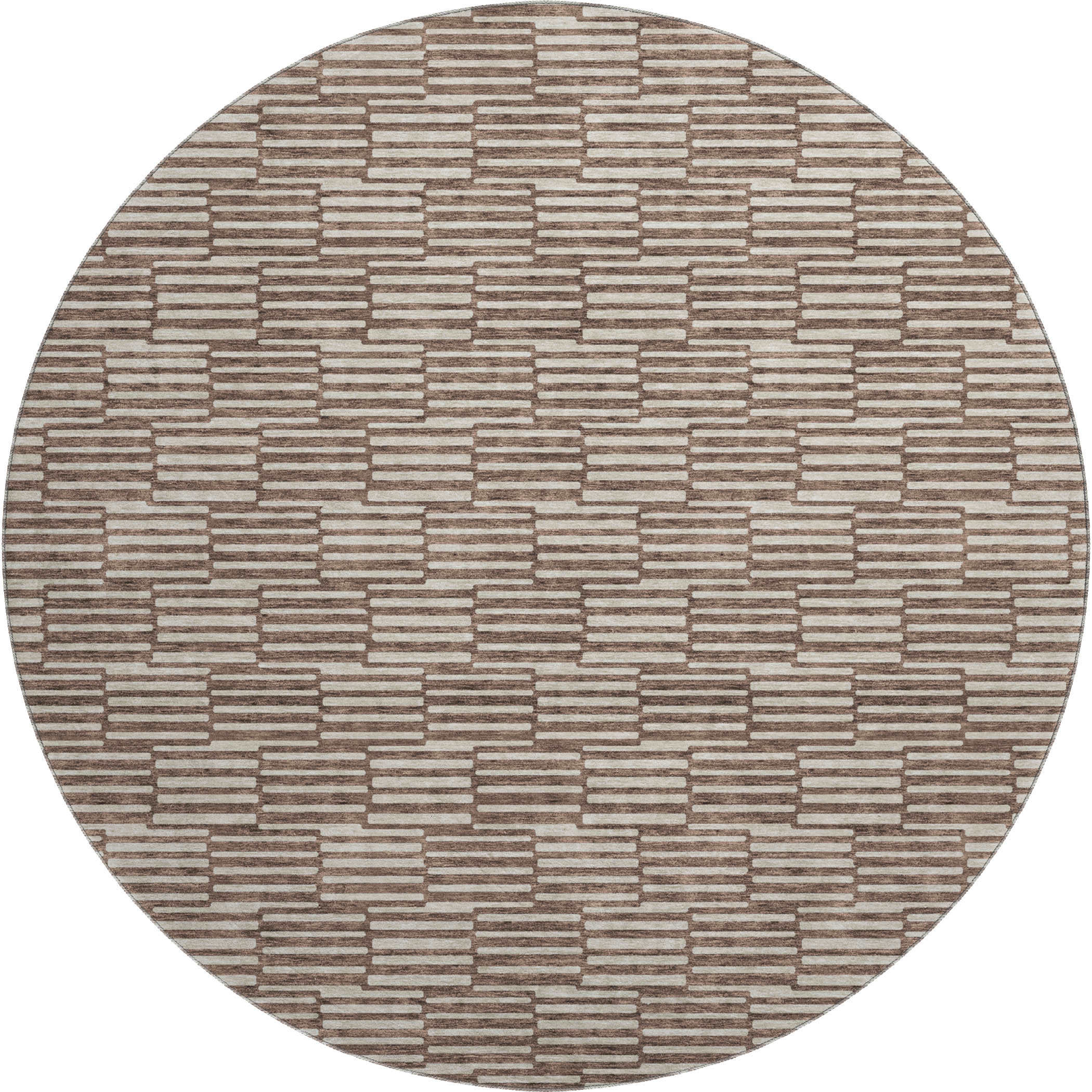 Vienna Machine Washable Transitional Brown Rug 8' x 8' #shape_Round