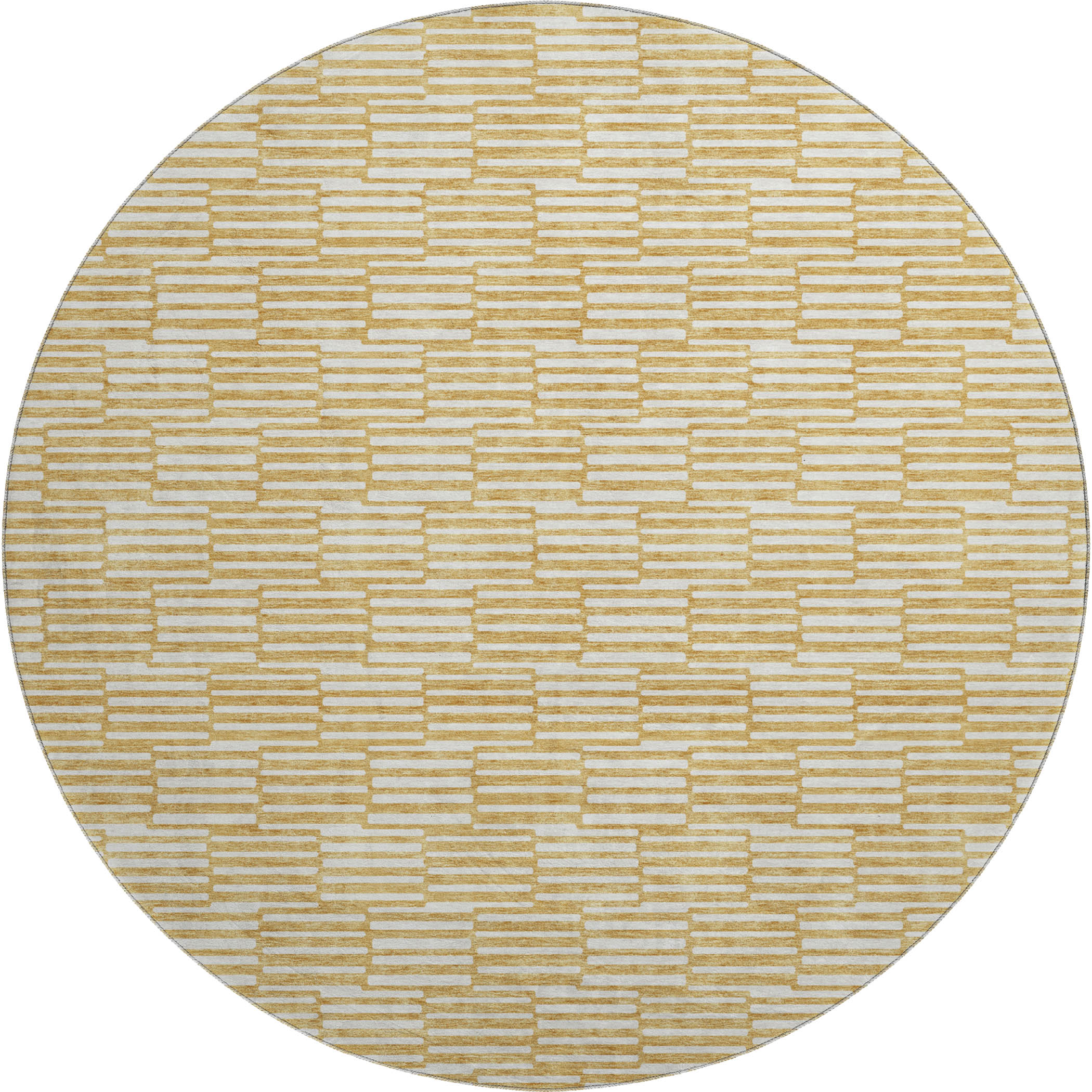 Vienna Machine Washable Transitional Gold Rug 8' x 8' #shape_Round