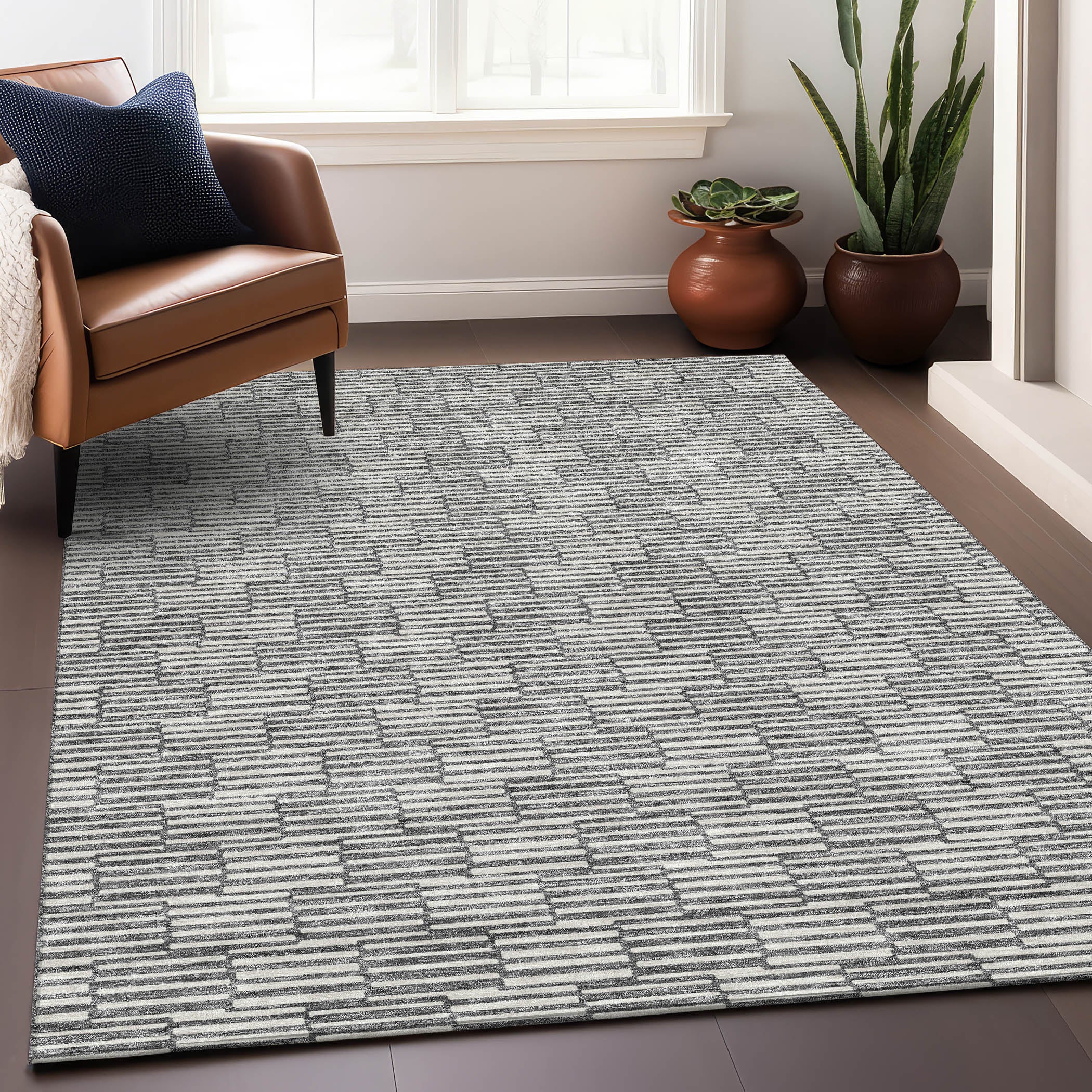Vienna Machine Washable Transitional Gray Rug 2'6" x 3'10" #shape_Rectangle